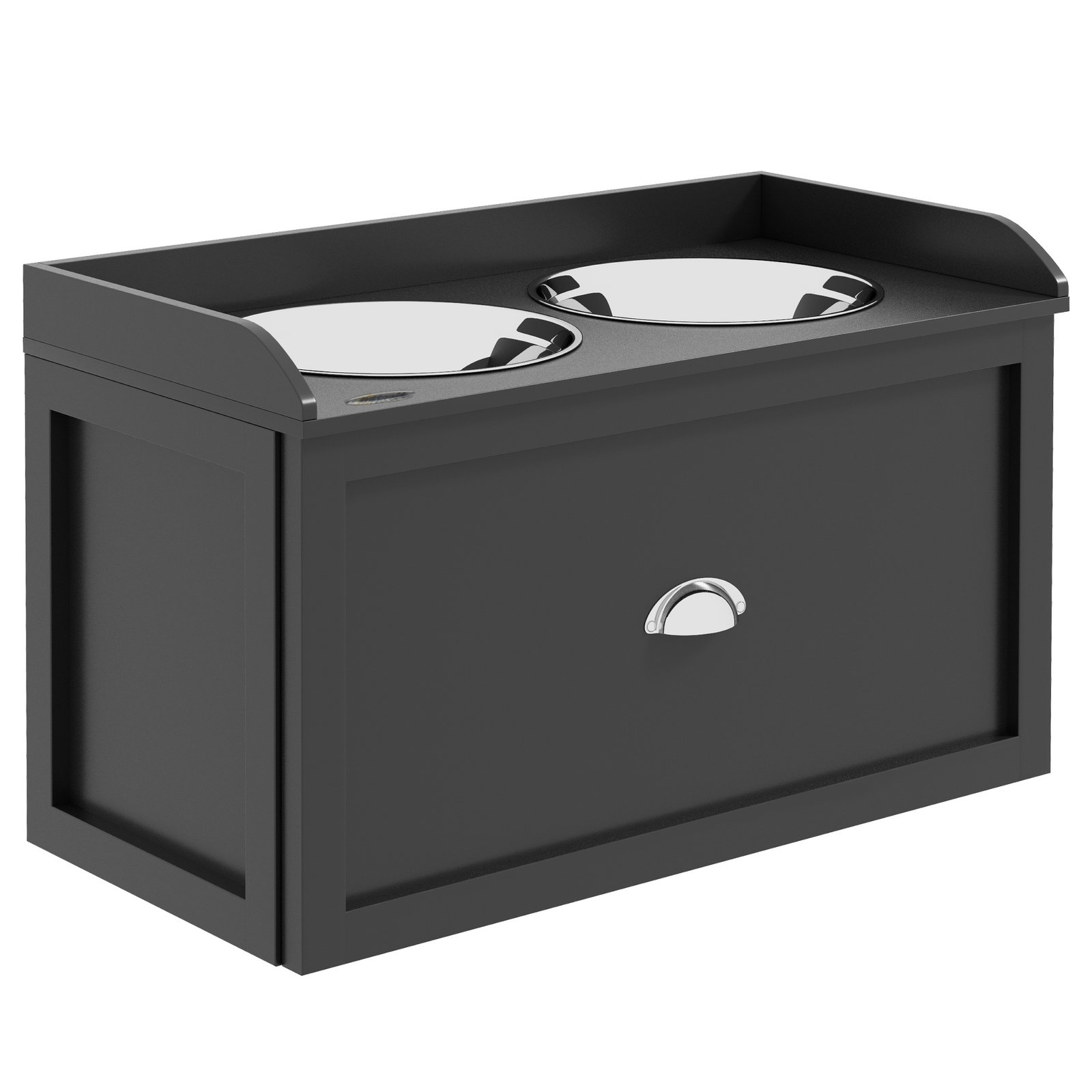 Stainless Steel Raised Dog Bowls, with 21L Storage Drawer for Large Dogs and Cats - Black