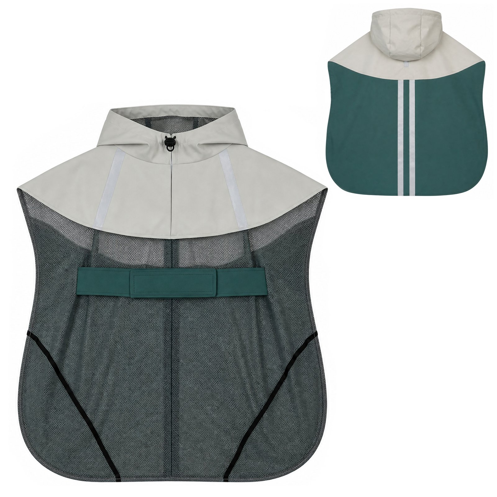 Dog Raincoat with Hood, Waterproof & Breathable Rain Jacket with Leash Hole, for Large Dogs, Green, L