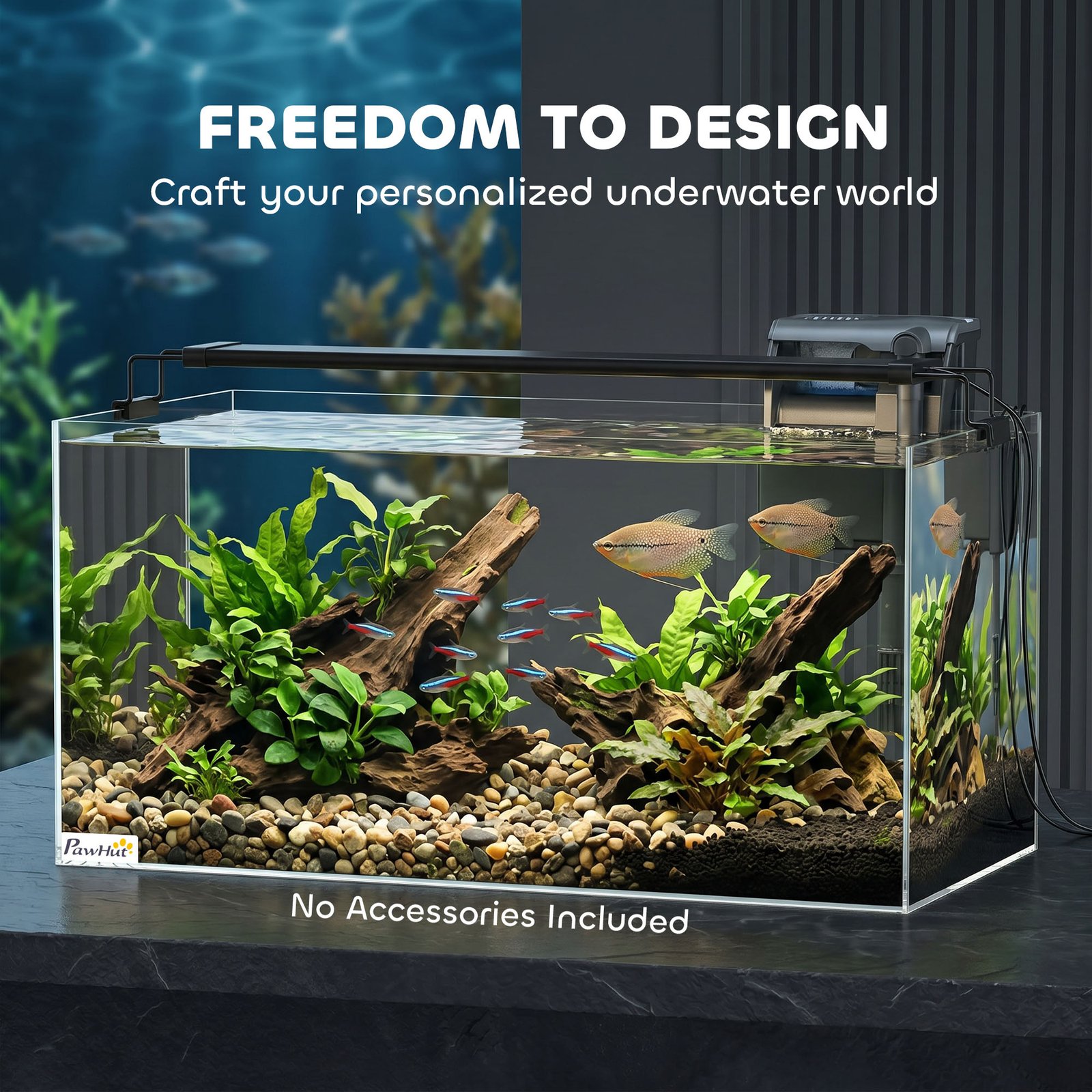 Fish Tank Bare Glass for DIY Glass Aquarium with Protective Base Mat 51L Transparent for Fish Shrimps