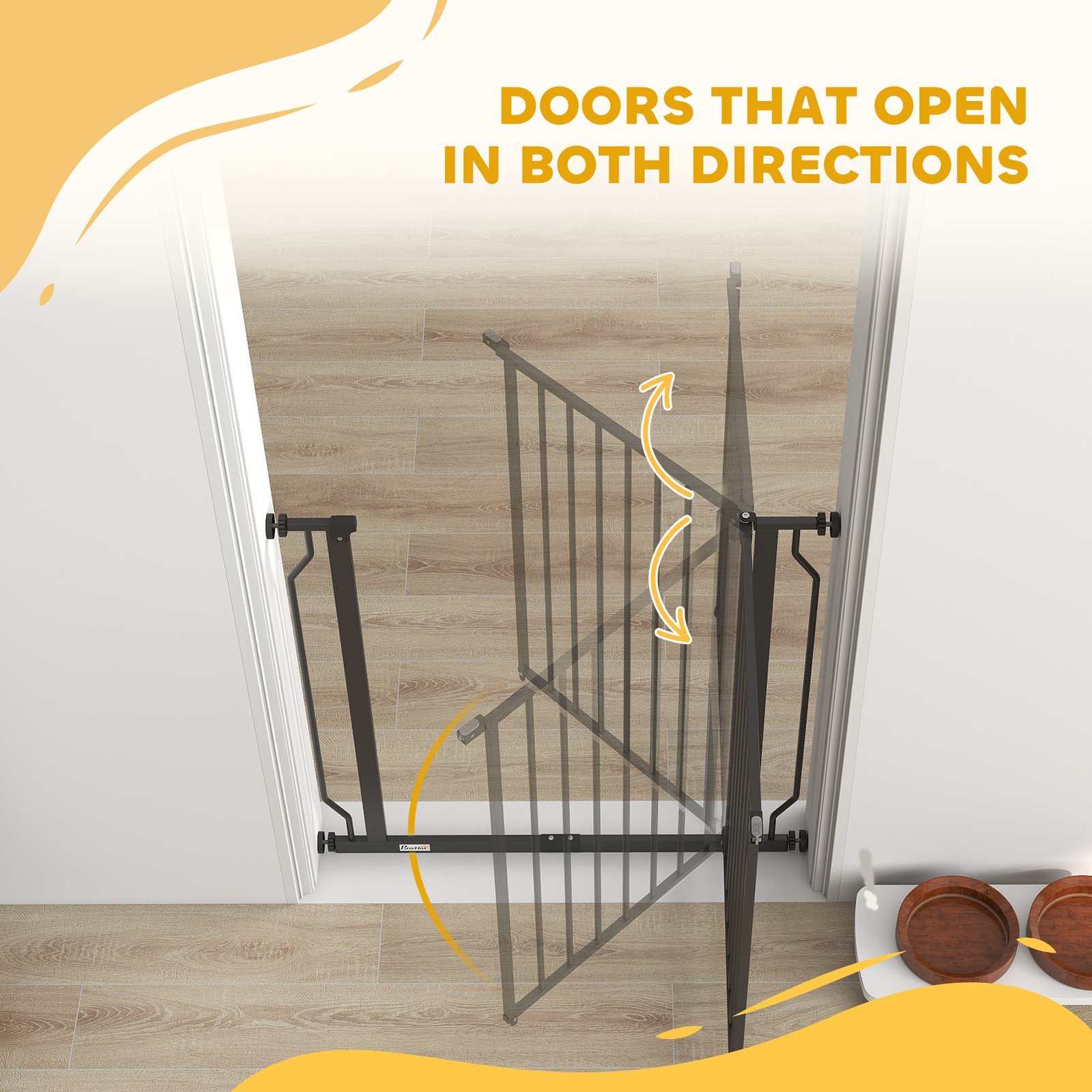 Extra Wide Dog Gate, with Door Pressure, for Doorways, Hallways, Staircases - Black