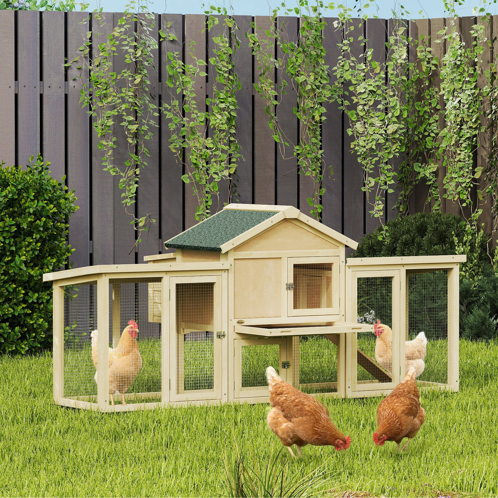 Large Chicken Coop, Wooden Outdoor Chicken Cage Poultry Hen House with Nesting Box
