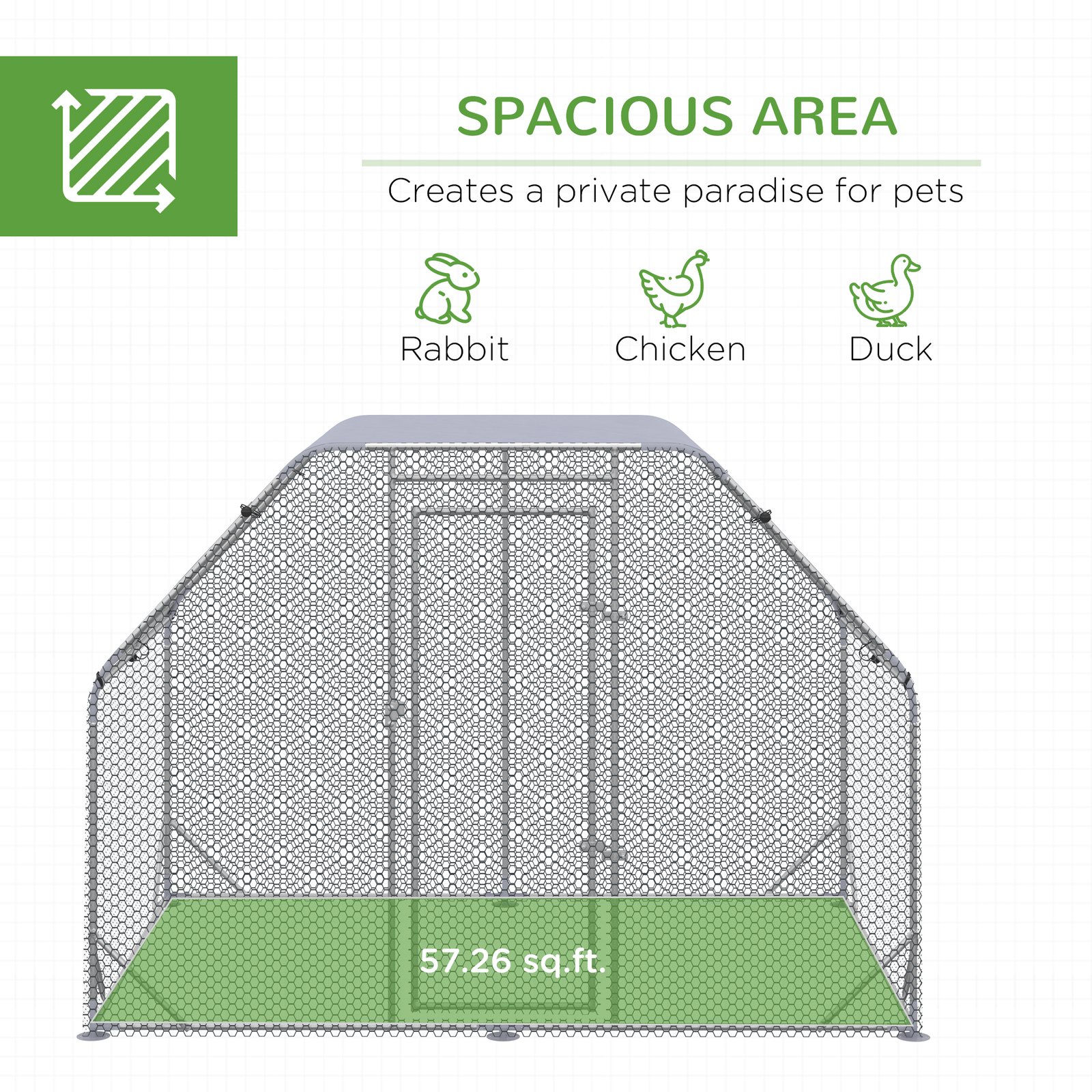 Walk in Chicken Run Chicken Coop Hen House Outdoor with Roof for 4-6 Chickens, 280 x 190 x 195cm