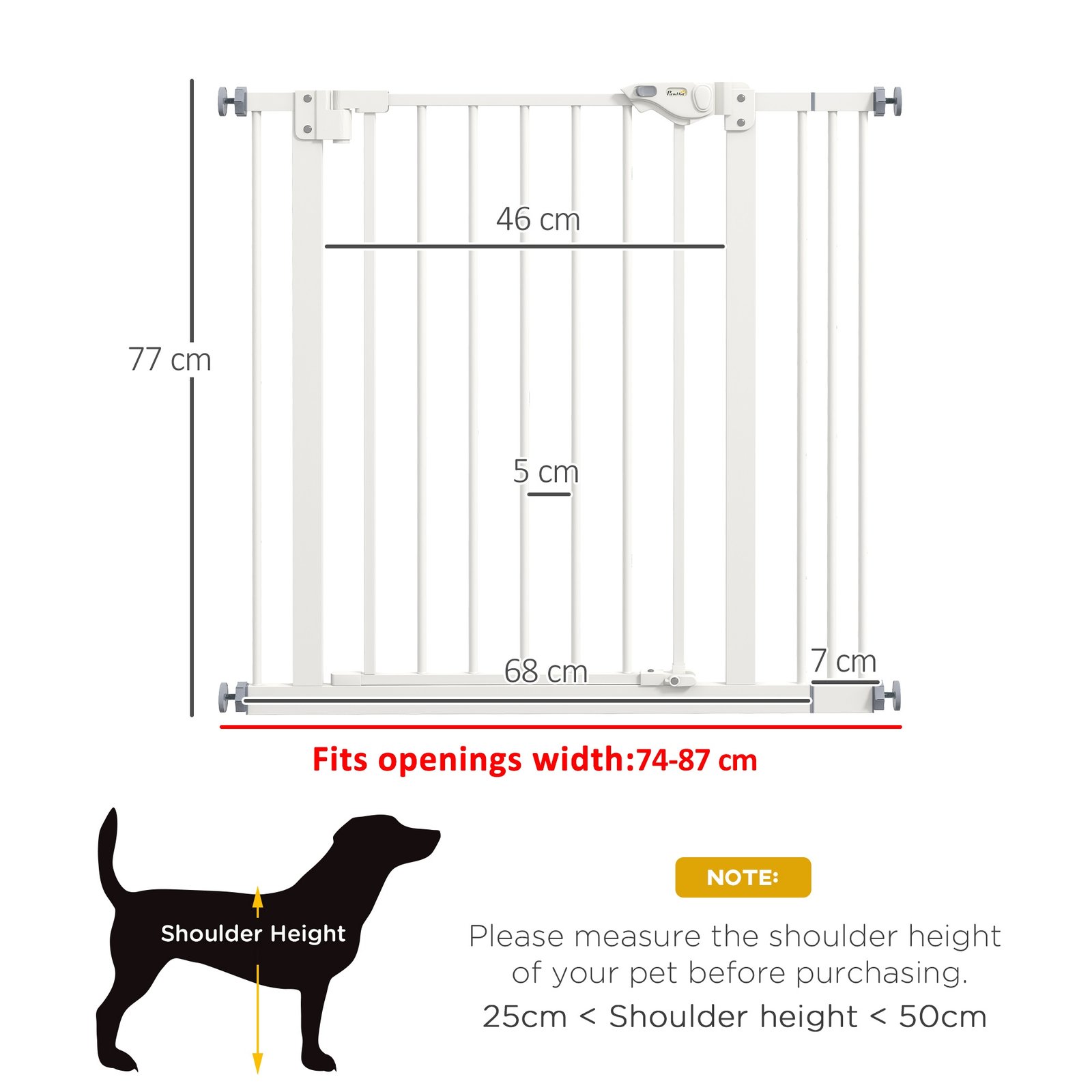 Adjustable Safety Gate w/ One Extensions, Four Adjustable Screws, White
