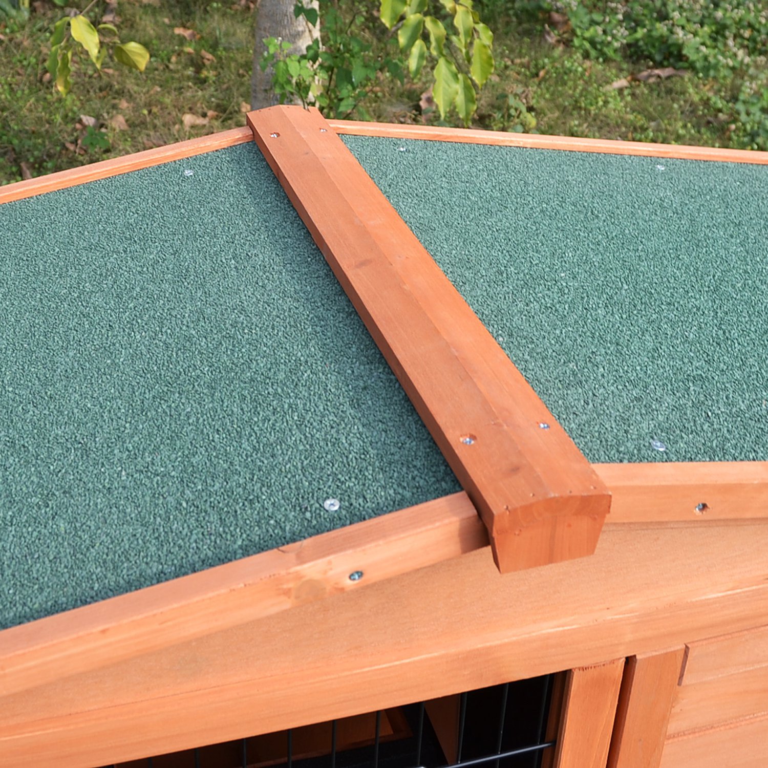 2 Tier Rabbit Hutch Guinea Pig Hutch Ferret Cage with Ramp Slide Out Tray for Indoor Outdoor 100.5 x 55 x 101 cm - Image 4