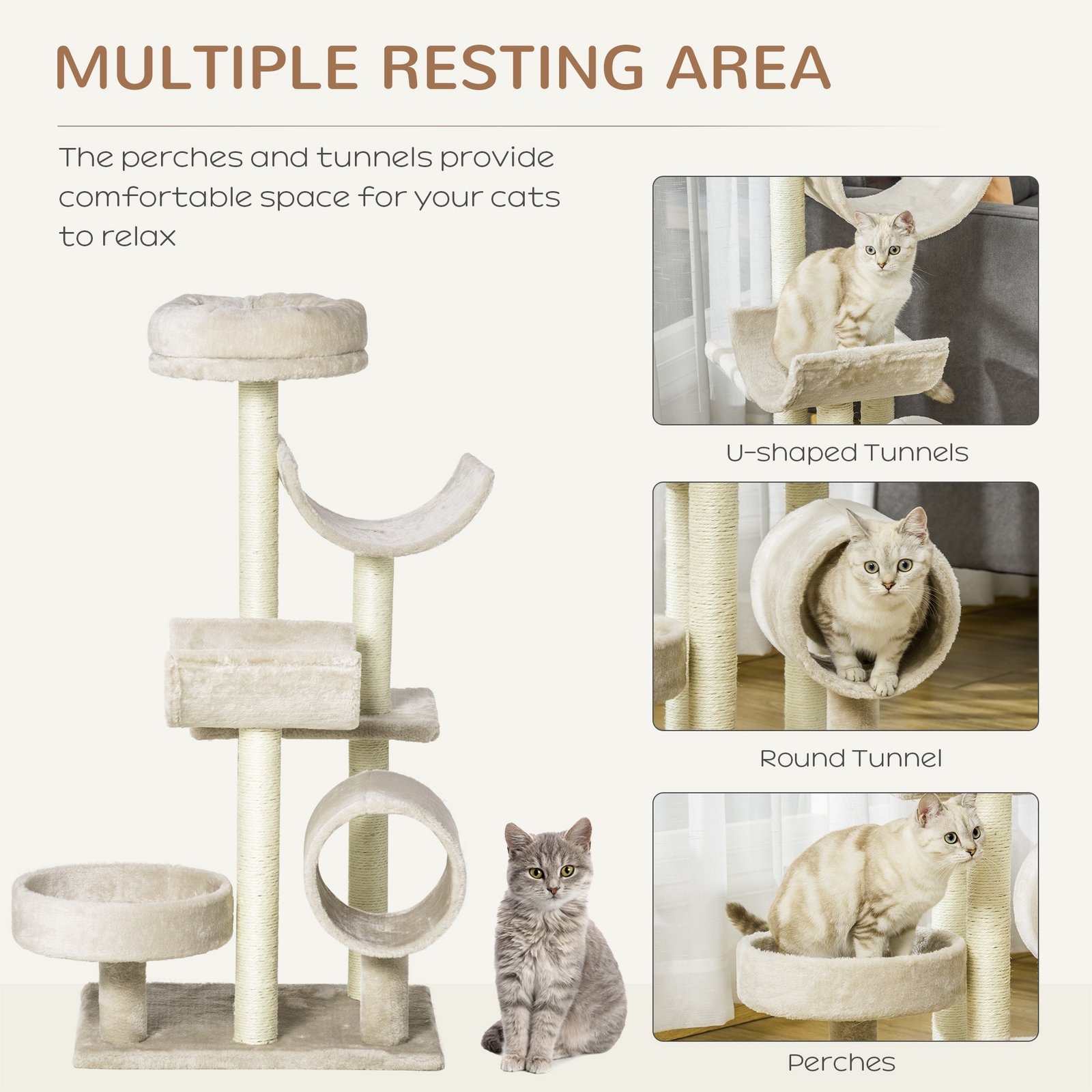 Cat Tree for Indoor Cats Kitten Pet Scratching Post Perch Activity Centre Scratcher Climb Post Play House Arch