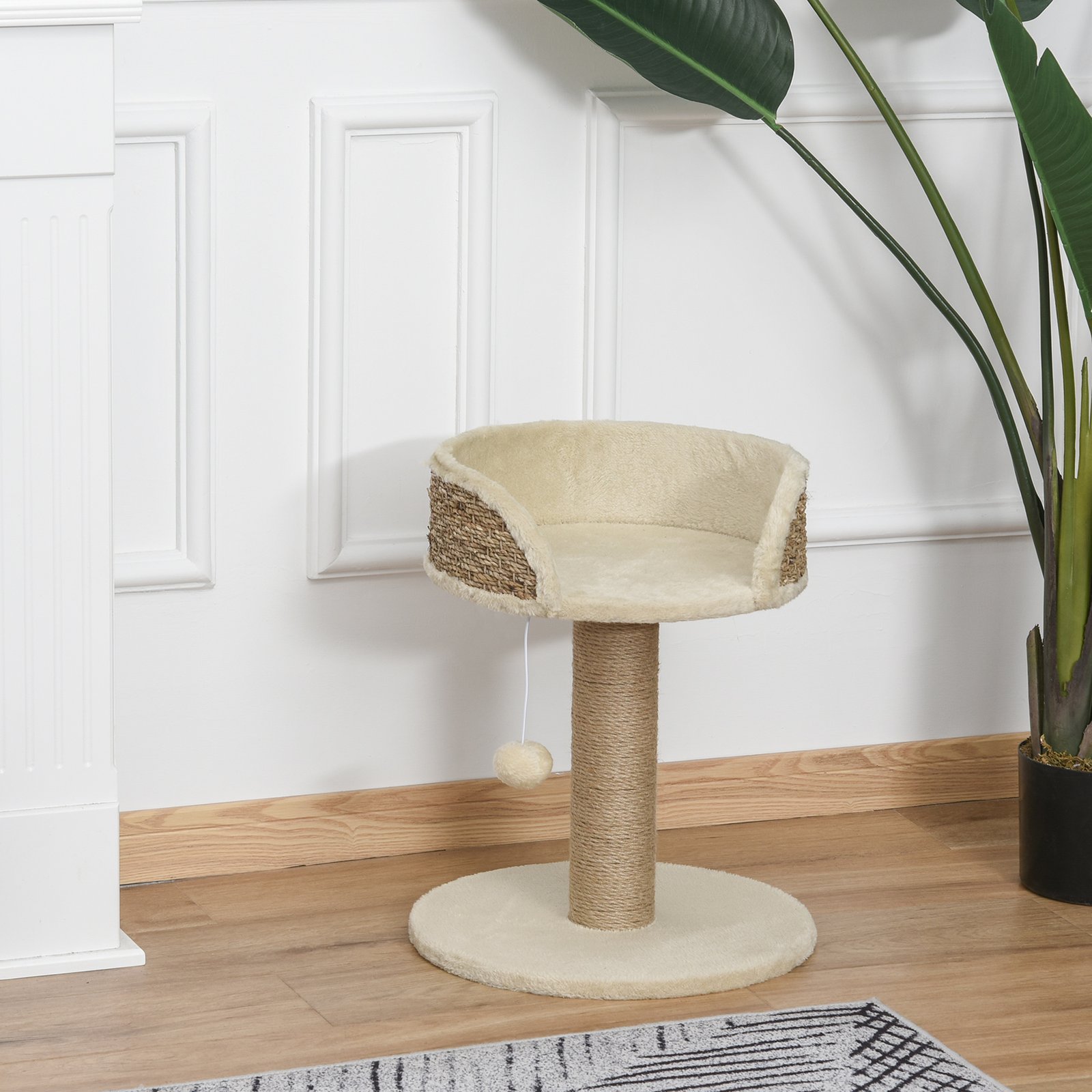 Cat Tree Cat Scratching Post for Indoor Cats Kitten Play Tower Activity Centre Climbing Stand with Dangling Ball Beige - Image 9
