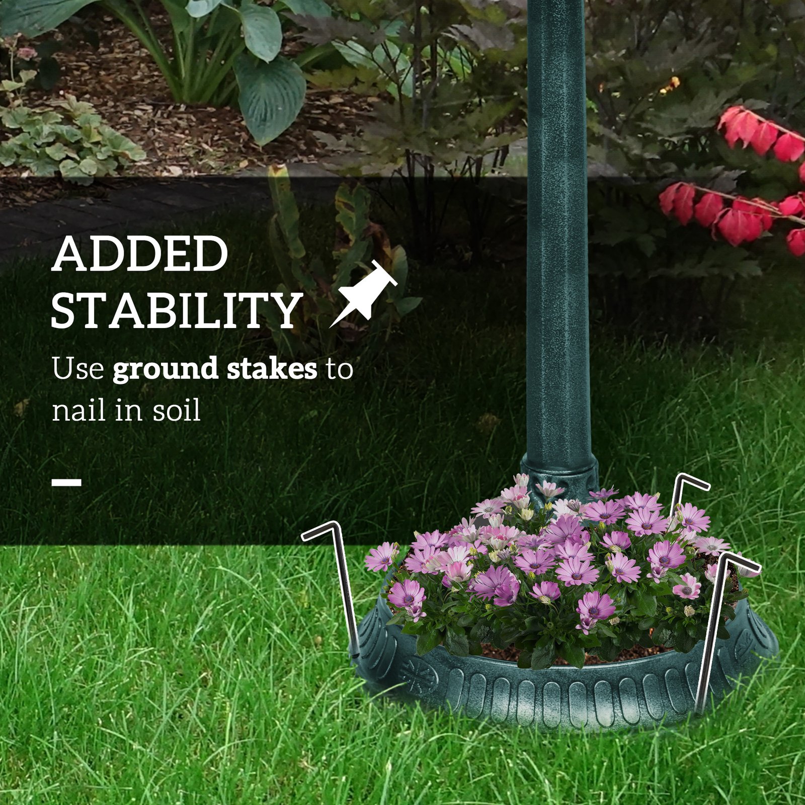 81cm Tall Bird Bath with 2 Decorative Birds, Vintage Style Birdbath with Flower Planter Base, Bird Bath Bowl for Garden, Green