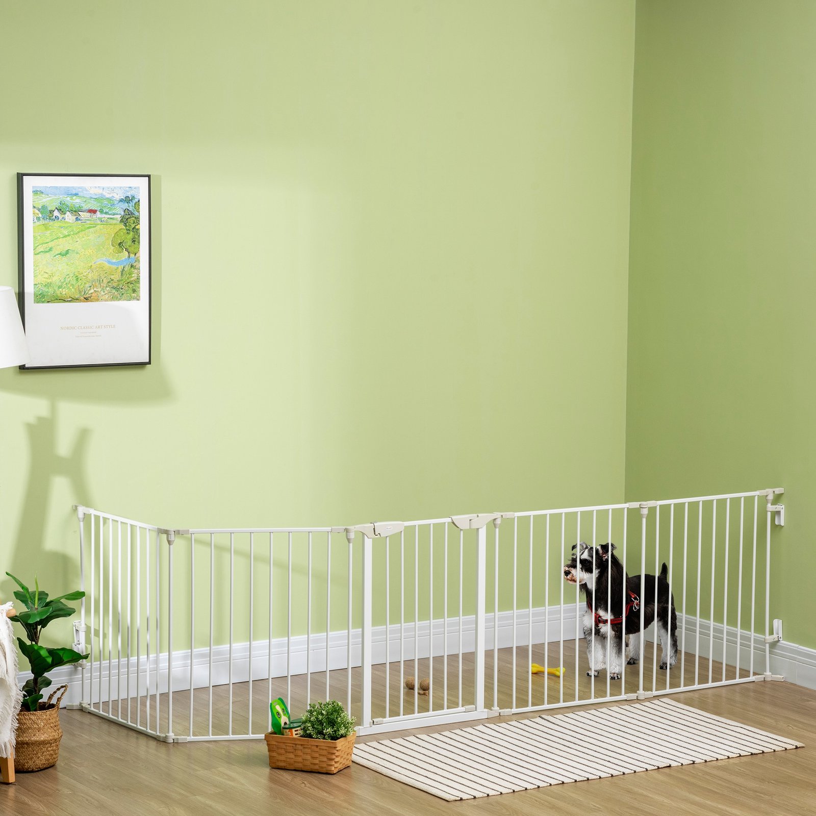 5 Panels Pet Playpen Metal Fence w/ Walk Through Door - White