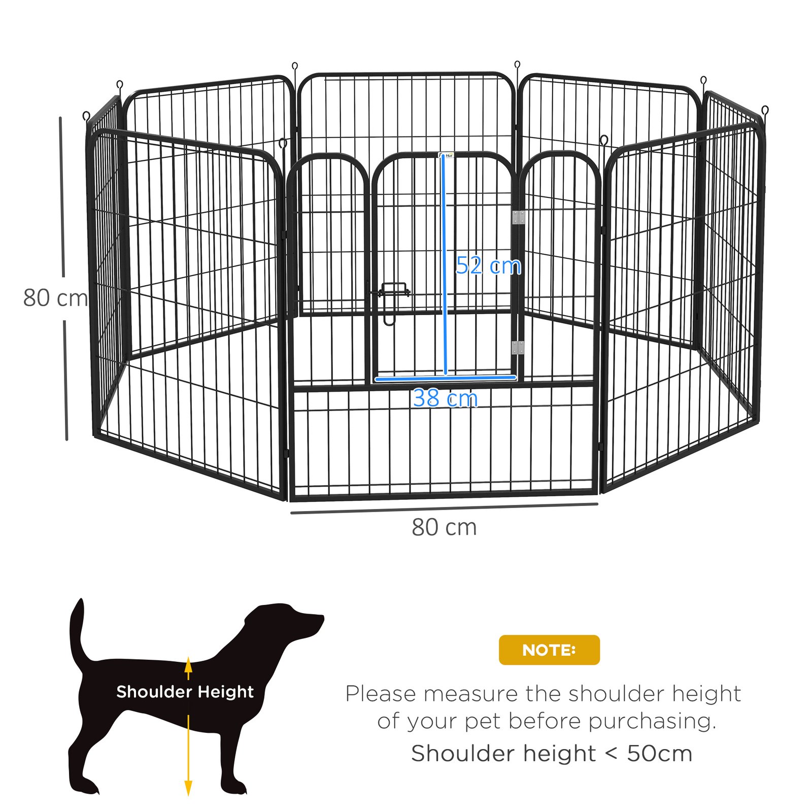 8 Panels Heavy Duty Puppy Playpen, for Small and Medium Dogs, Indoor and Outdoor Use - Black - Image 3