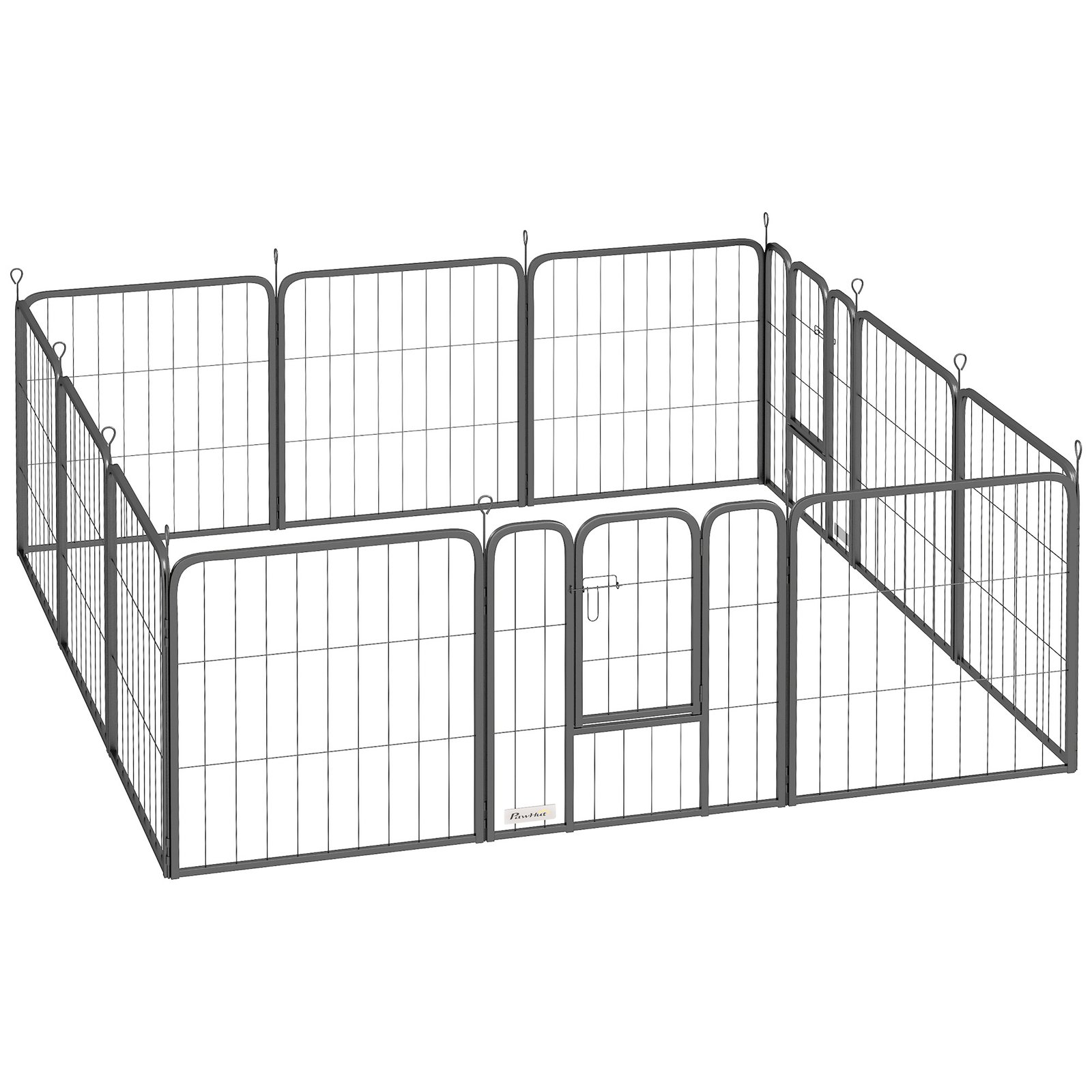 12-Panel Solid Dog Playpen with Doors, for Small Dogs, 60cm High, Black