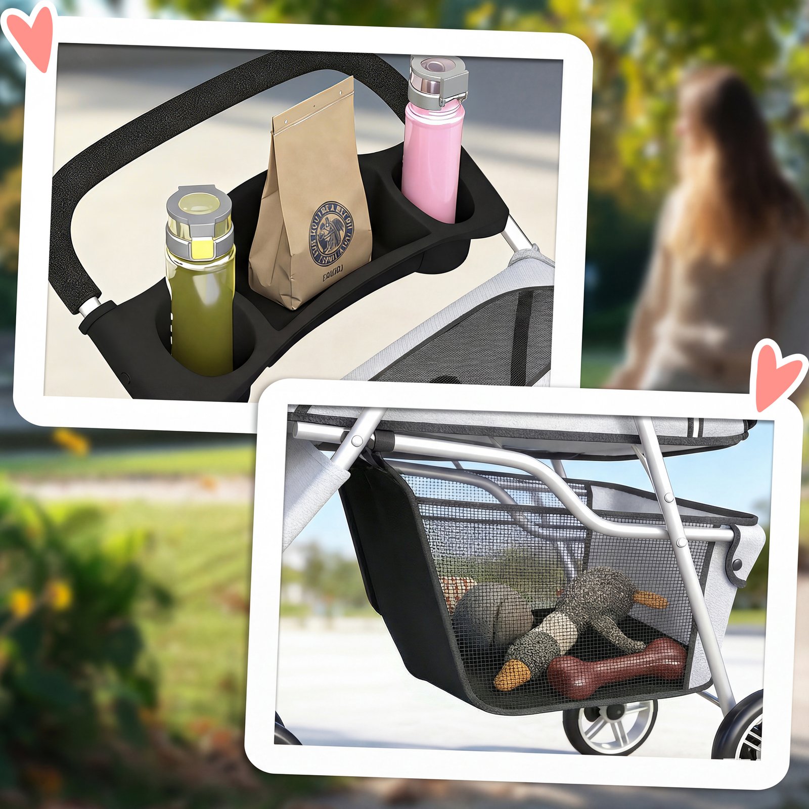 Dog Stroller, 3 Wheels Foldable Pet Stroller with Adjustable Canopy, Storage Basket for Small Mini Breeds, Grey