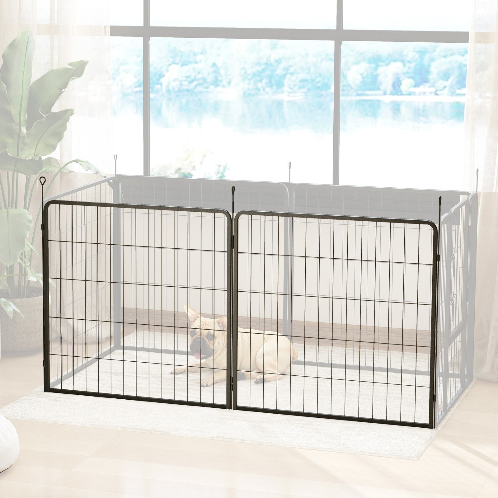 2 Piece Dog Pen Expansion Pack for 80cm High Pet Playpen with 3 Stakes, for Small and Medium Dogs