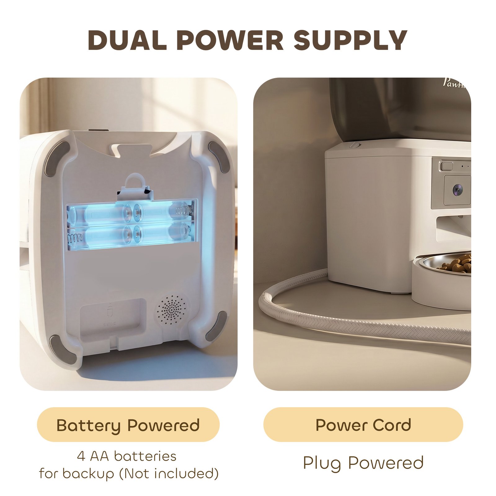 Automatic Cat Feeder with Camera, 2.4G WiFi, APP Control 4L Pet Feeder 1-10 Meals with 2-Way Audio, Dual Power Supply