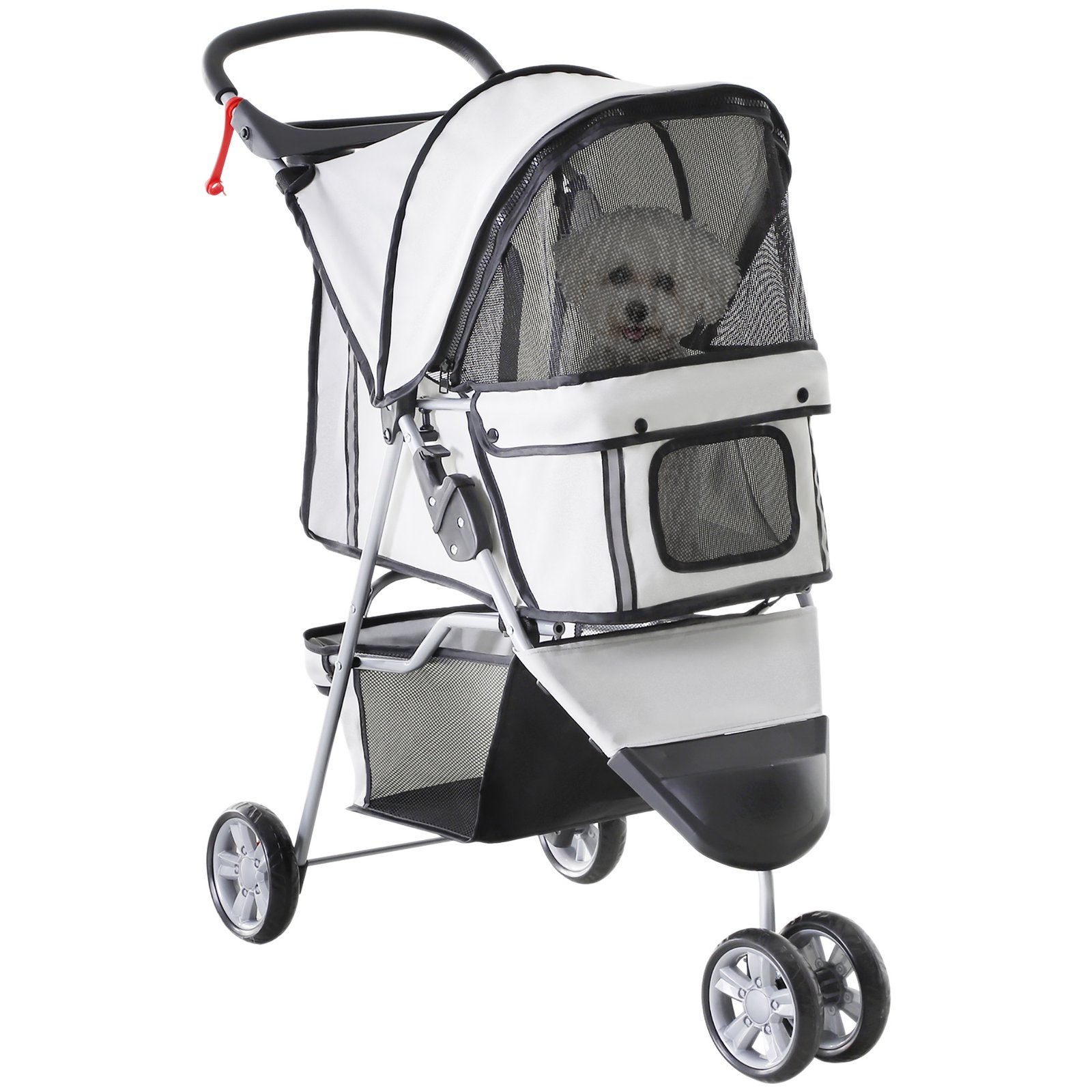 3 Wheel Pet Stroller for Small and Miniature Dogs, Grey