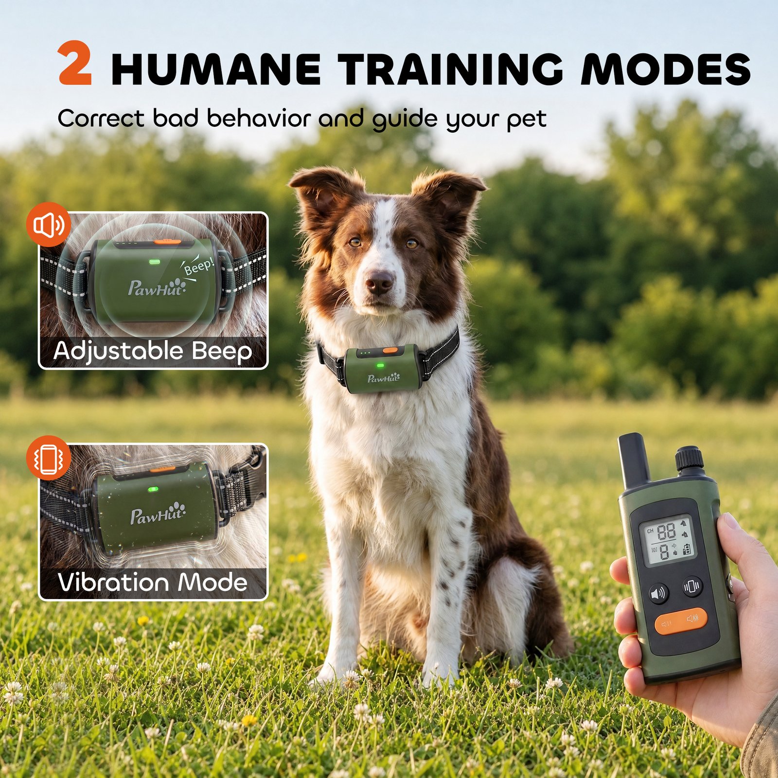 Dog Training Collar with 3200Ft Remote Range, Anti Barking Device with 3 Modes, IPX7 Waterproof, Rechargeable