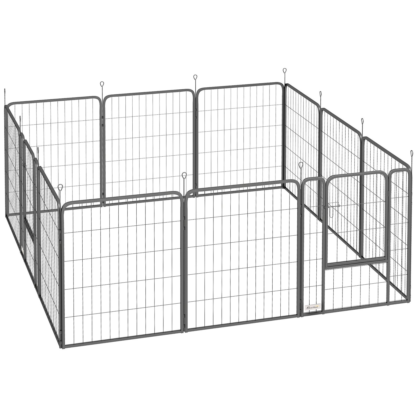 12-Panel Solid Dog Playpen with Doors, for Medium Dogs, 80cm High, Black