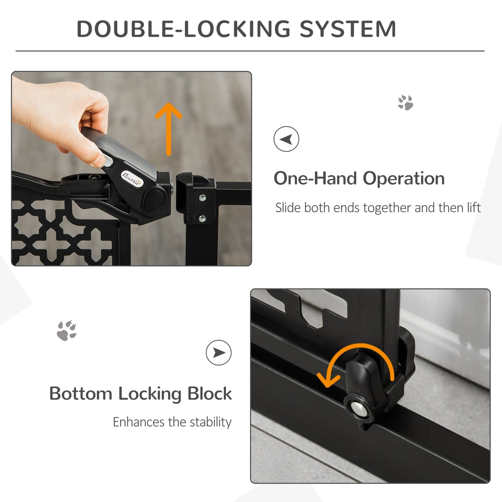 74-105cm Pet Safety Gate Stair Barrier, with Auto Close, Double Locking - Black - Image 4