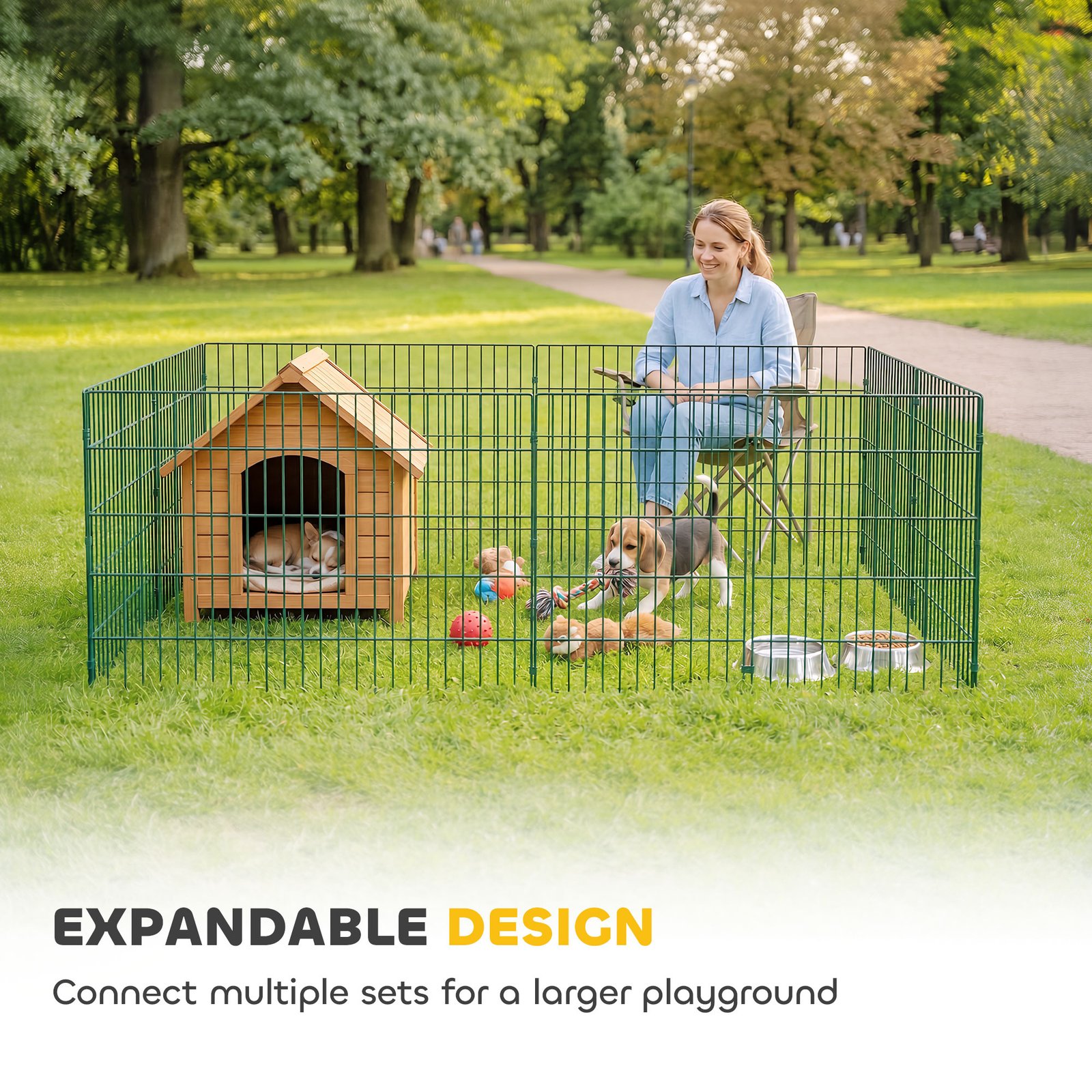 8 Panel Pet Playpen for Medium Dogs Indoor Outdoor 80 cm Height - Image 8