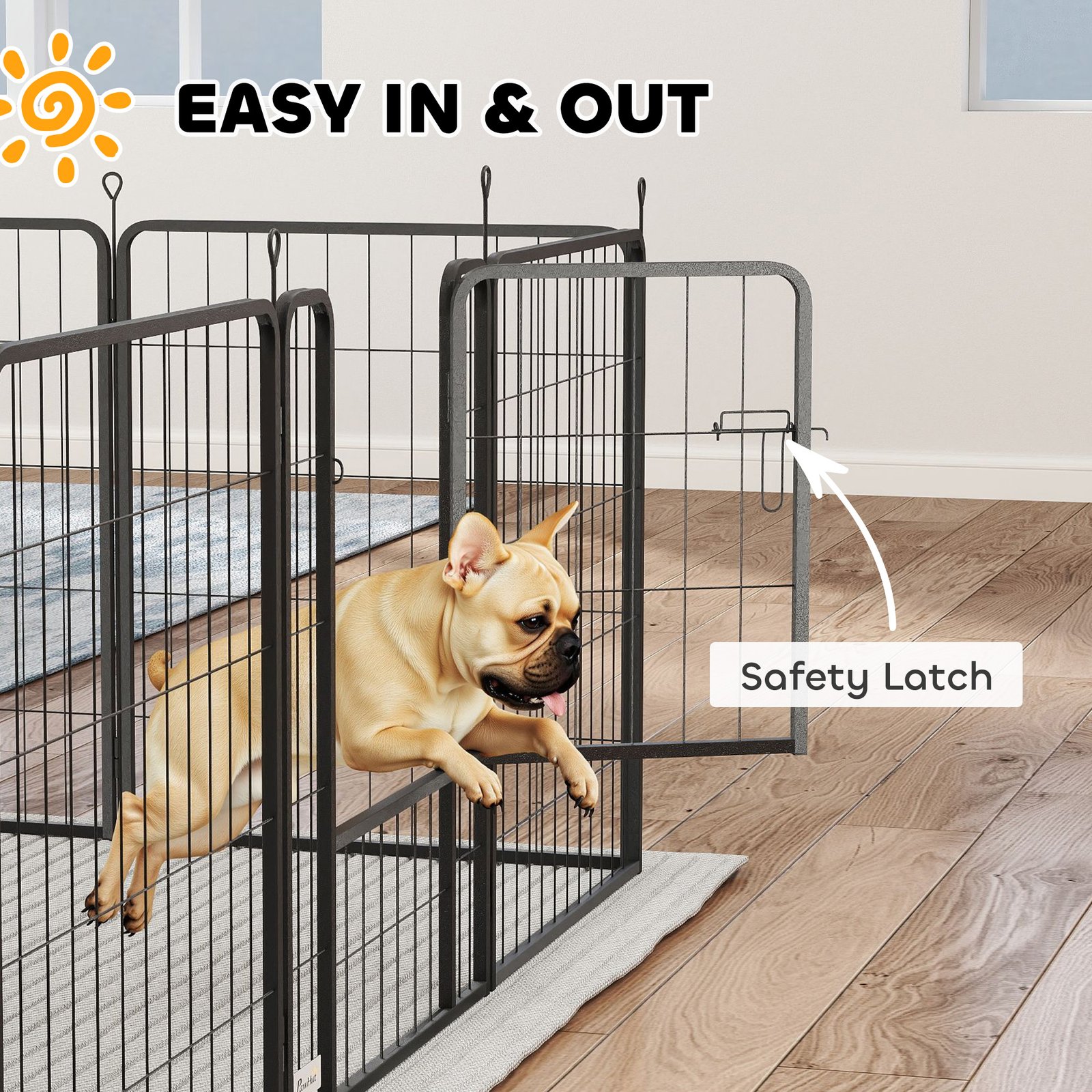 12-Panel Solid Dog Playpen with Doors, for Medium Dogs, 80cm High, Black - Image 5