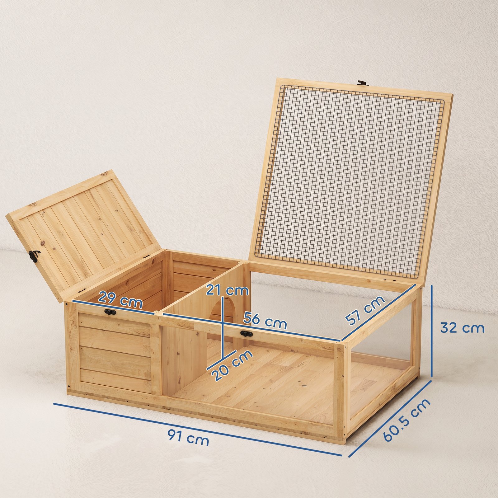 Tortoise House, Small Reptile Wooden House, with Mesh Roofs, Side Panels, for Turtles