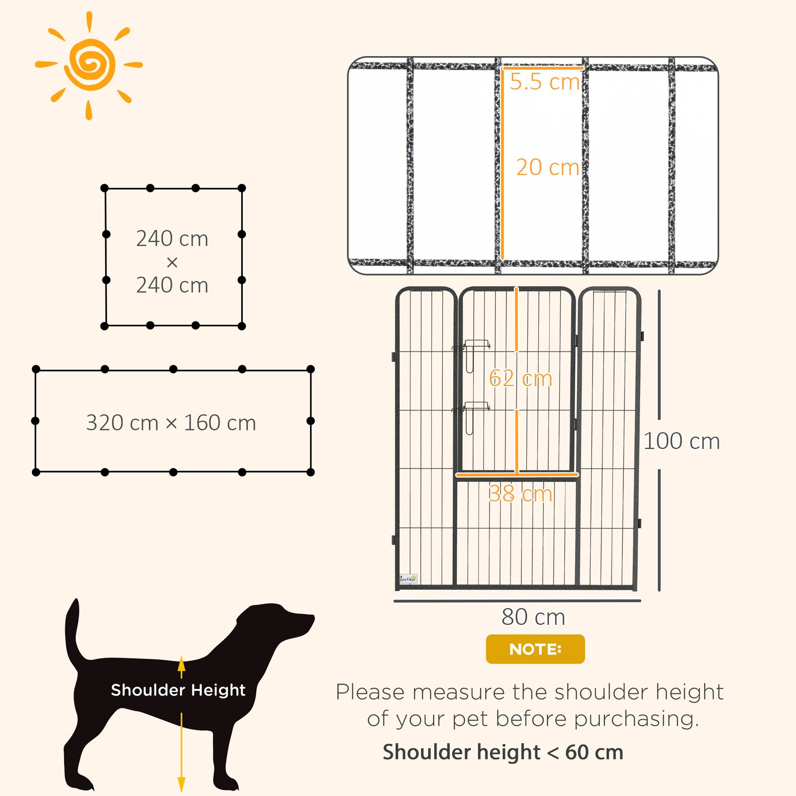 12 Panels Heavy Duty Puppy Playpen, for Small Dogs, Indoor and Outdoor Use - Silver