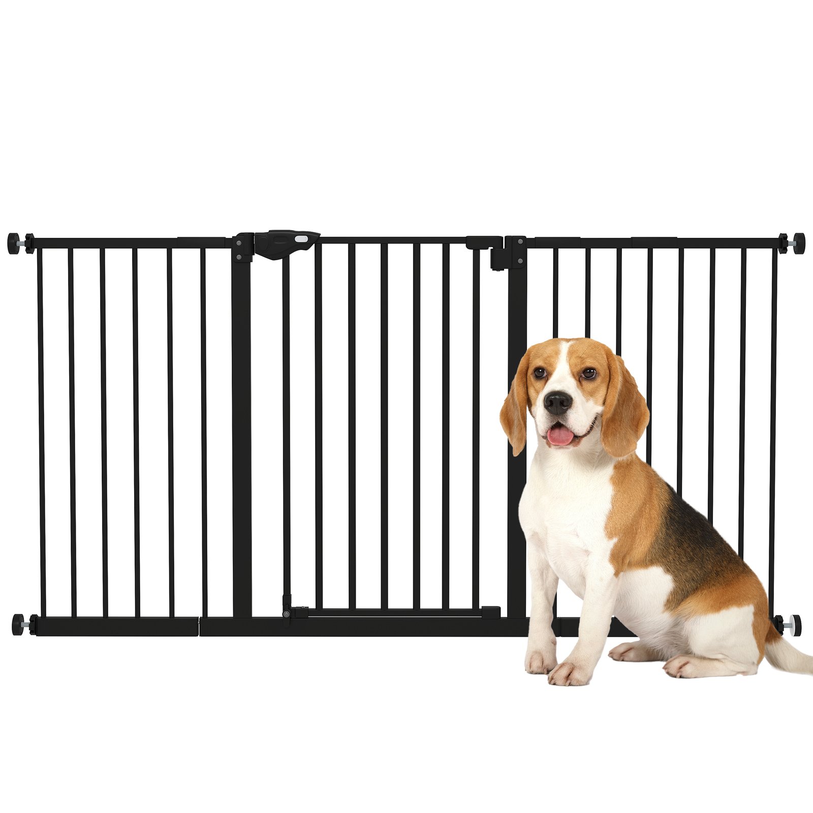 Adjustable Safety Gate w/ Three Extensions, Four Adjustable Screws, Black