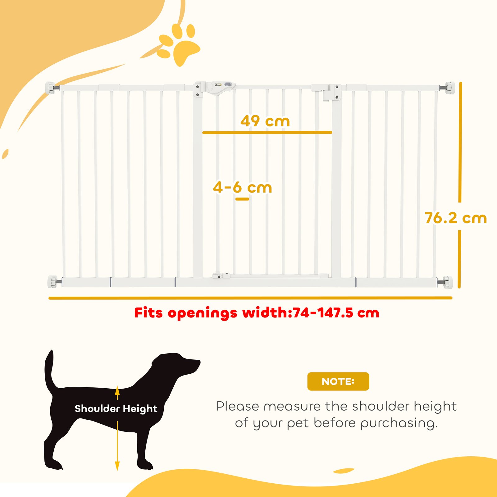 Adjustable Safety Gate w/ Three Extensions, Four Adjustable Screws, White - Image 3