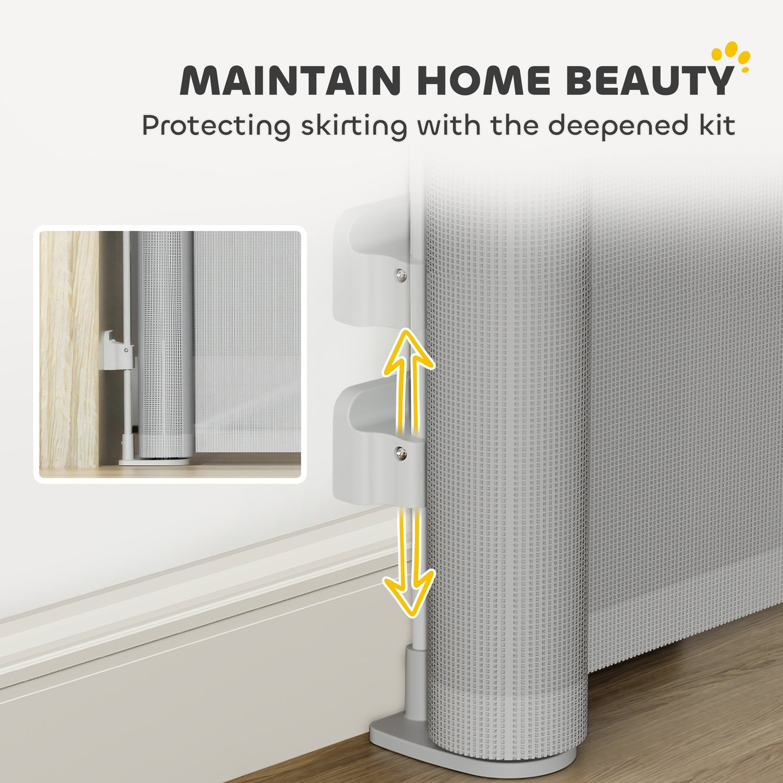 Retractable Stair Gate Extends Up to 180 cm Wide, Dog Gate for Doorways, Stairways, Hallways, Grey