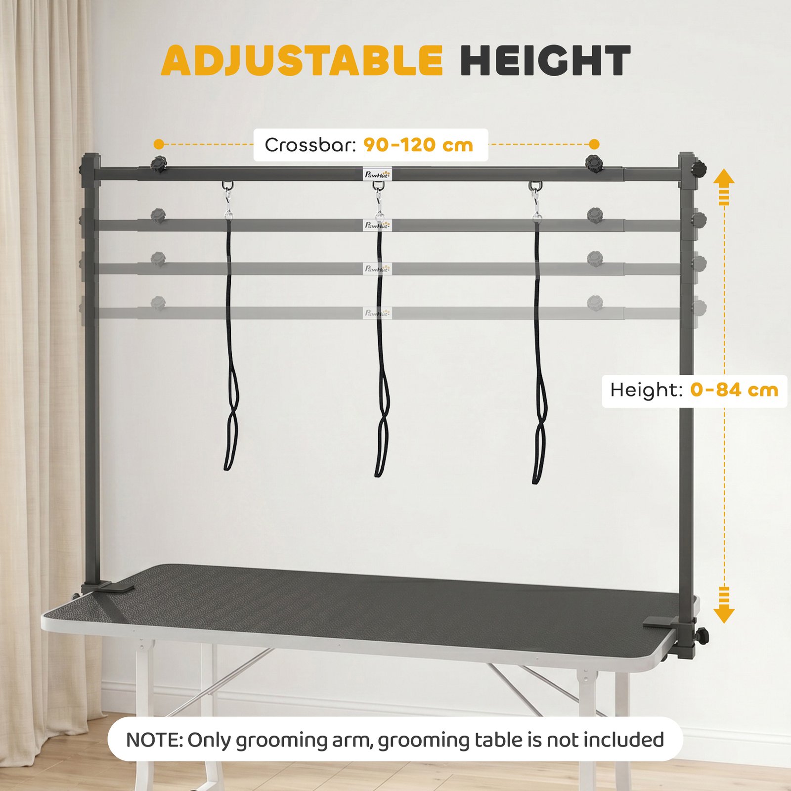 Dog Grooming Arm Adjustable H-Shape Dog Grooming Table Arm with Clamp and 3 Nooses Black - Image 4