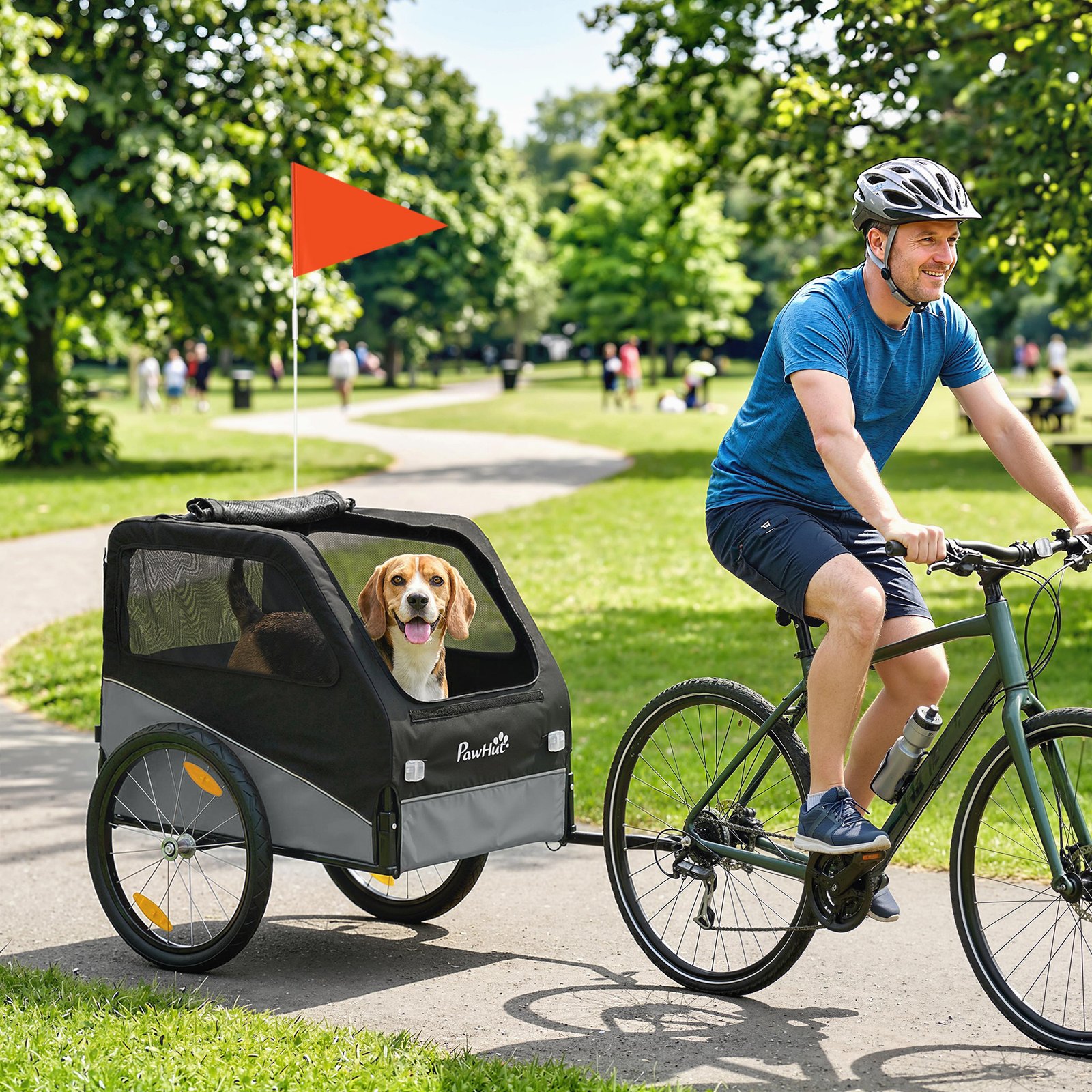 Dog Bike Trailer, Dog Cart Bicycle Carrier for Small and Medium Pets with 20" Inflatable Rubber Wheels, Grey