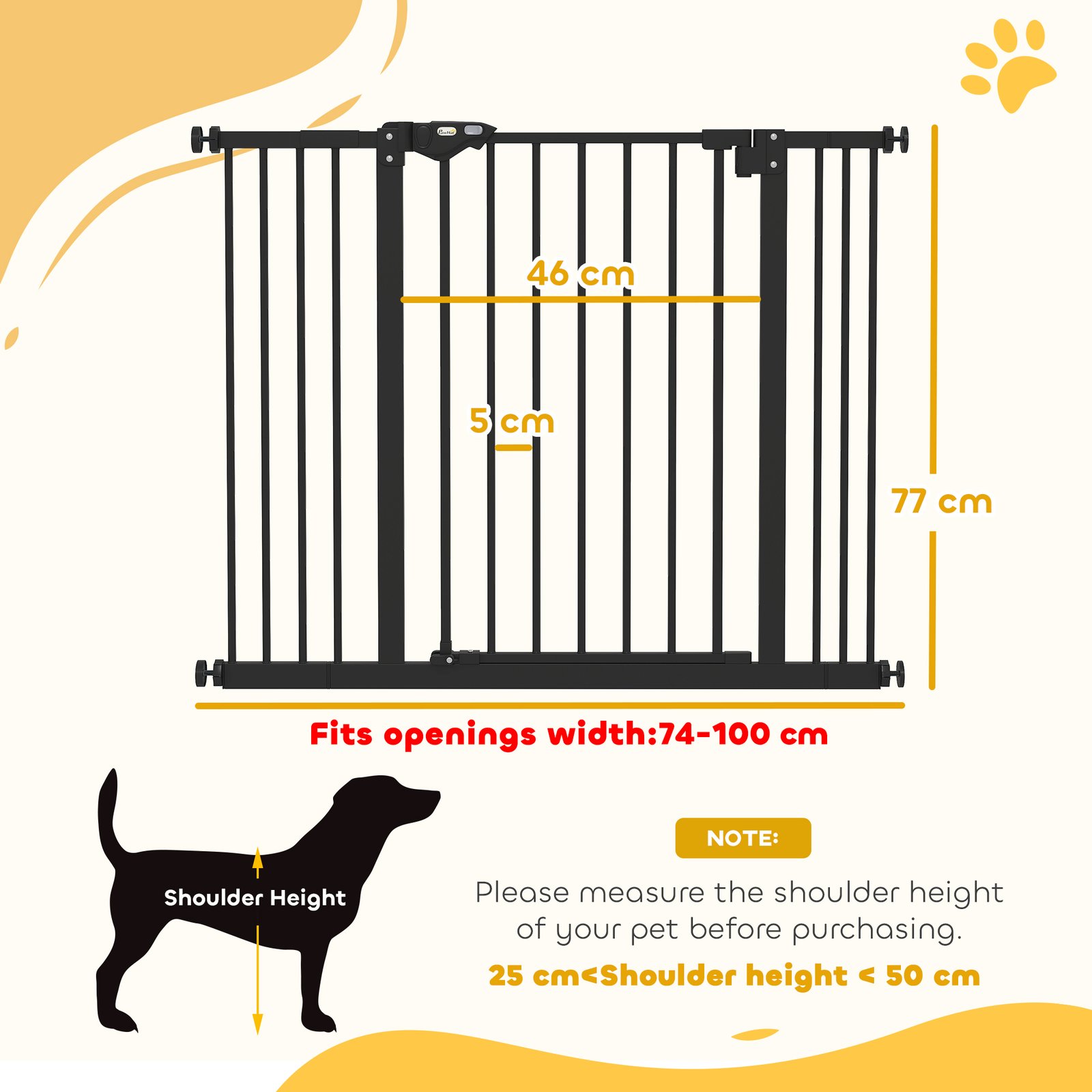 Adjustable Safety Gate w/ Two Extensions, Four Adjustable Screws, Black - Image 3