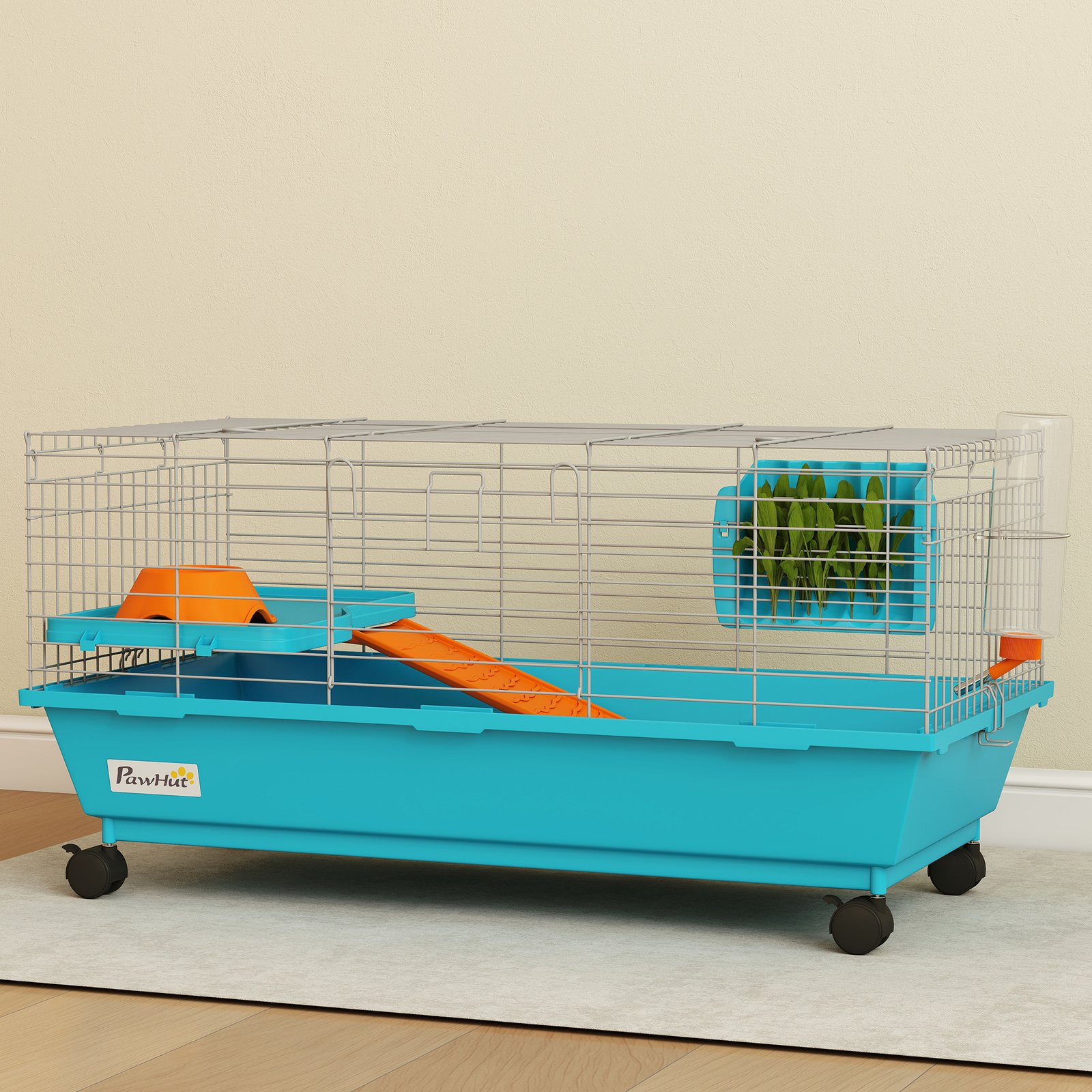 Small Animal Cage Rabbit Guinea Pigs Chinchillas Cage with Wheels Water Bottle