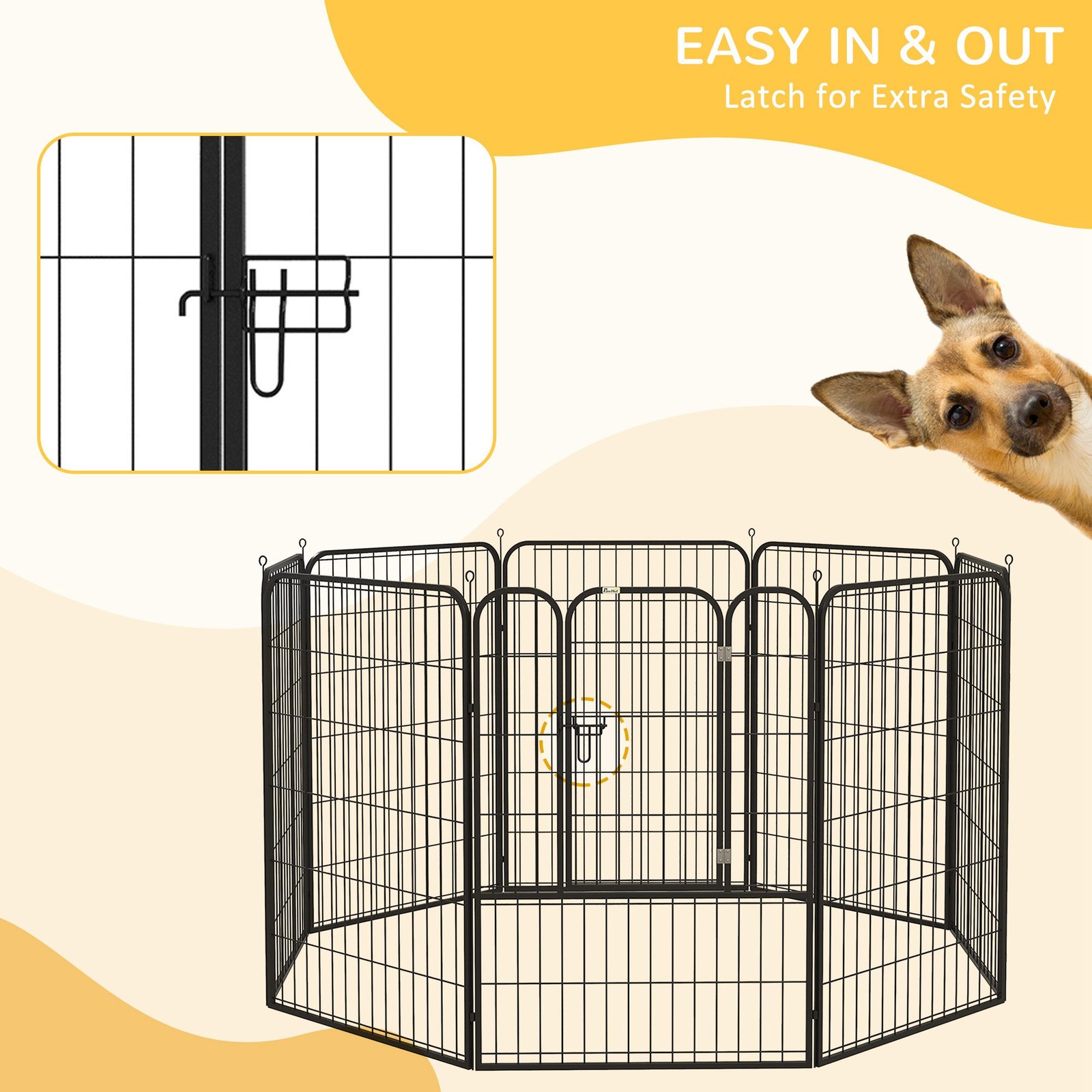 8 Panels Heavy Duty Puppy Playpen, for Large, Medium Dogs, Indoor and Outdoor Use - Black - Image 5