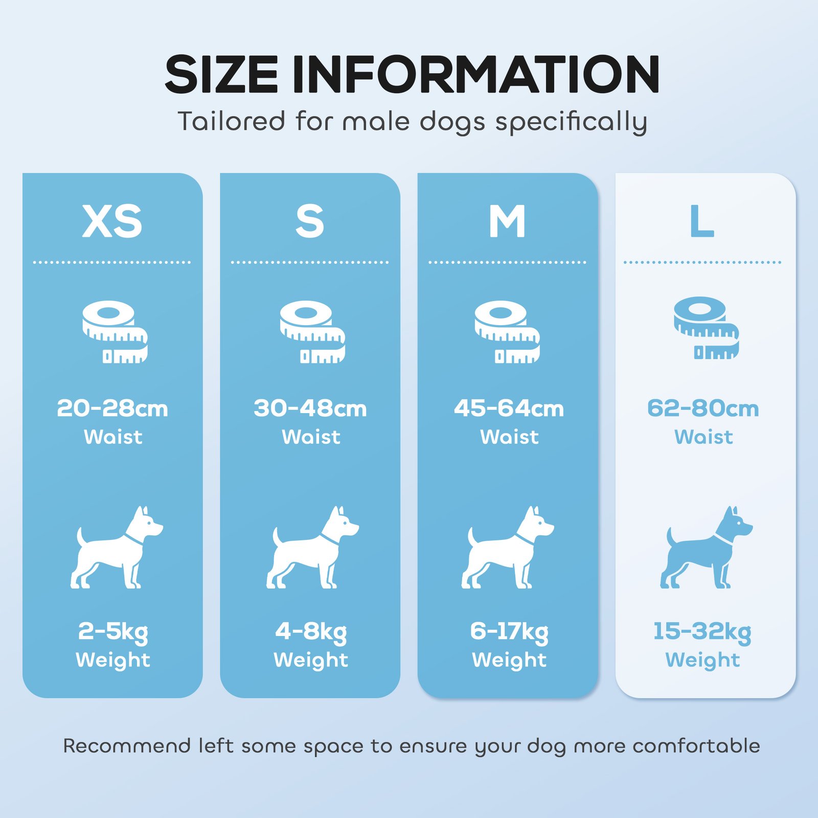 Dog Diapers Super Absorbent Leak-Proof Dog Nappies for Male Dogs Size L 62-80 cm Waist - Image 6