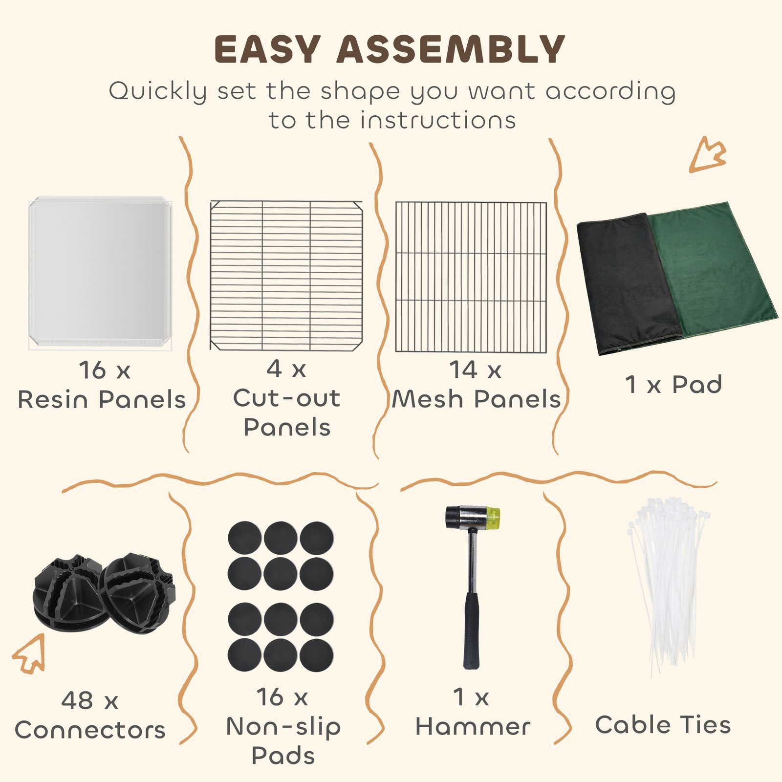 Pet Playpen with Waterproof Mat, DIY Small Animal Enclosure 34 Panels, Indoor/Outdoor Metal Pet Fence for Guinea Pigs - Image 8