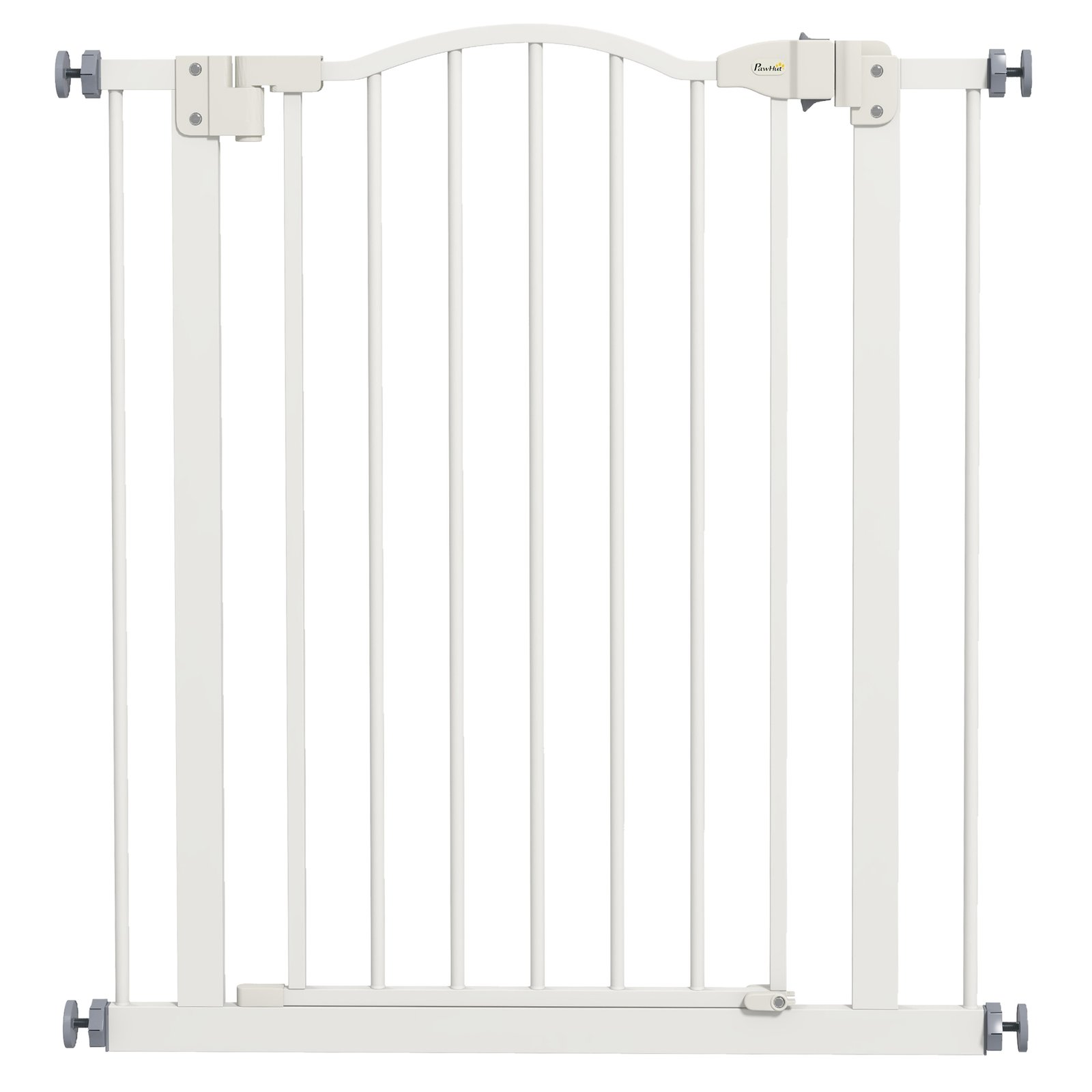 Metal 74-80cm Adjustable Pet Gate Safety Barrier w/ Auto-Close Door White