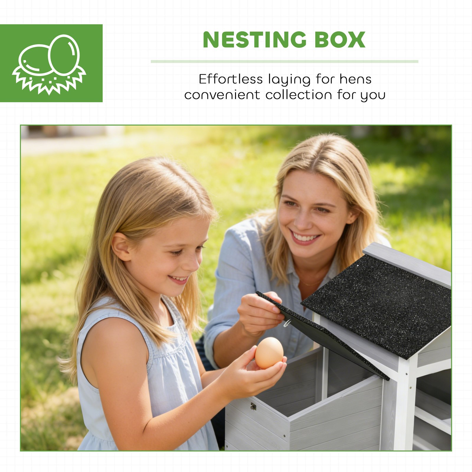 Wooden Chicken Coop with Pull-Out Tray Nesting Box for 1-2 Chickens - Image 5