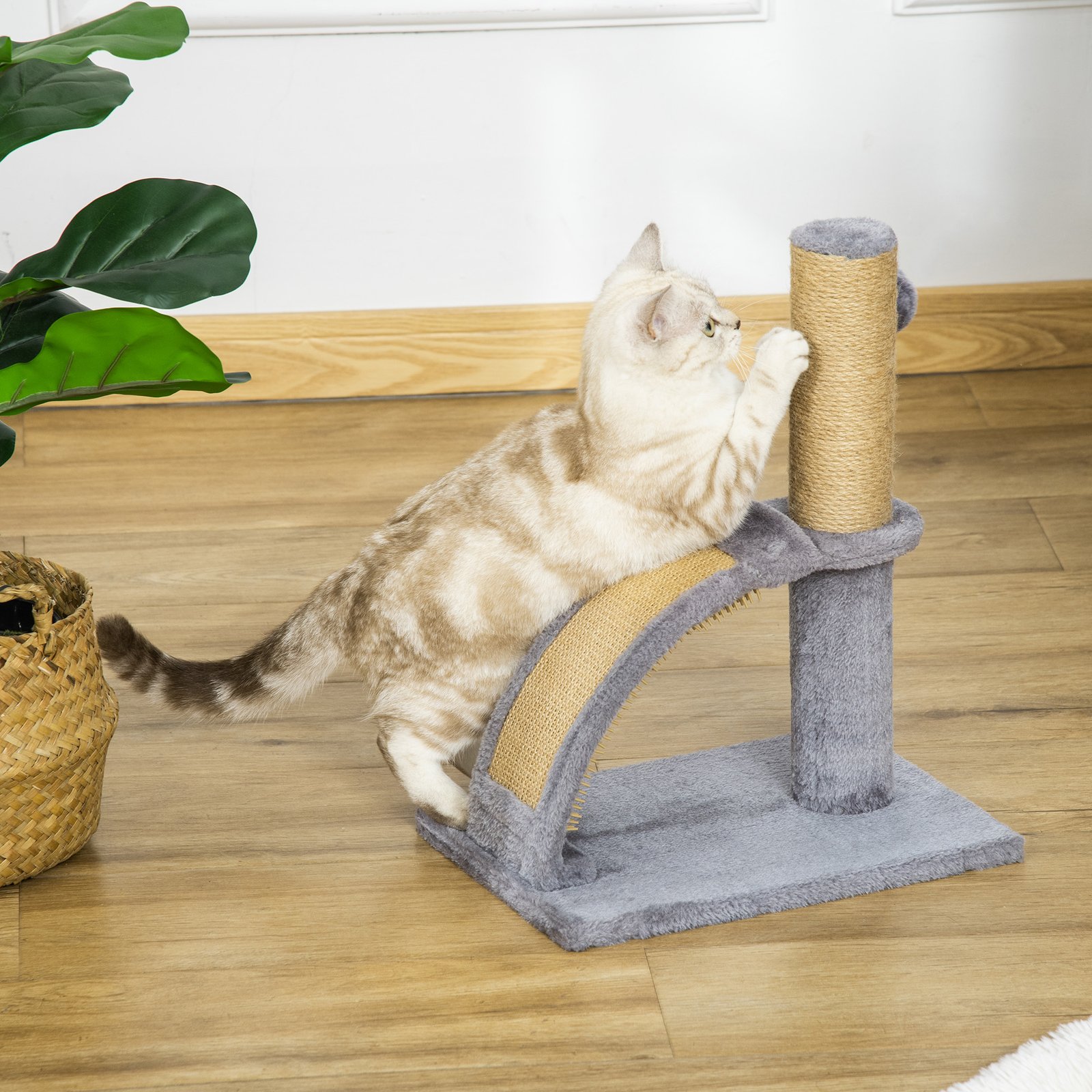 Cat Tree for Indoor Cats Climbing Activity Center Kitten Tower Furniture with Jute Post Scratching Massage Board Hanging Ball with Bell 34 x 24 x 43cm Grey - Image 9