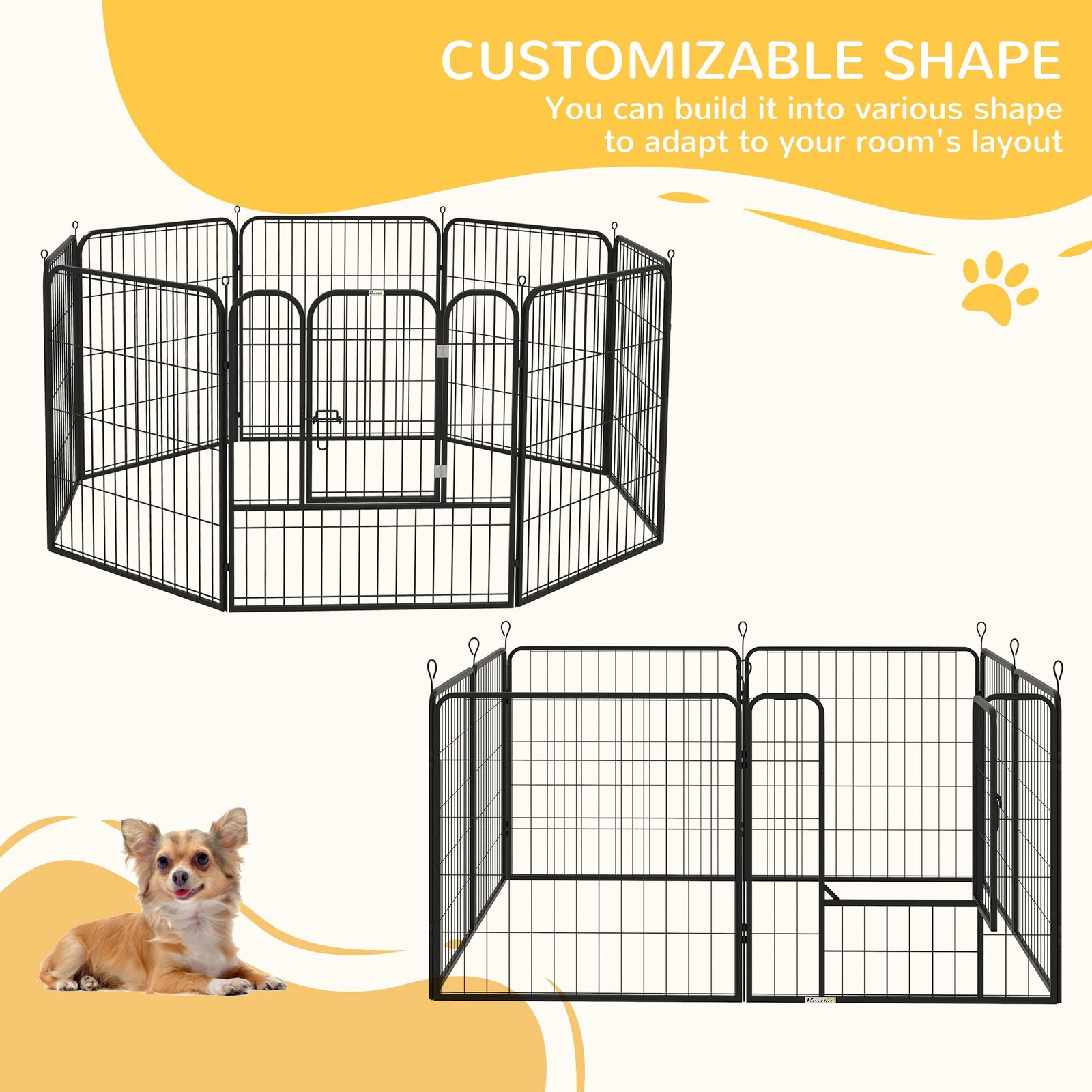 8 Panels Heavy Duty Puppy Playpen, for Small and Medium Dogs, Indoor and Outdoor Use - Black - Image 4