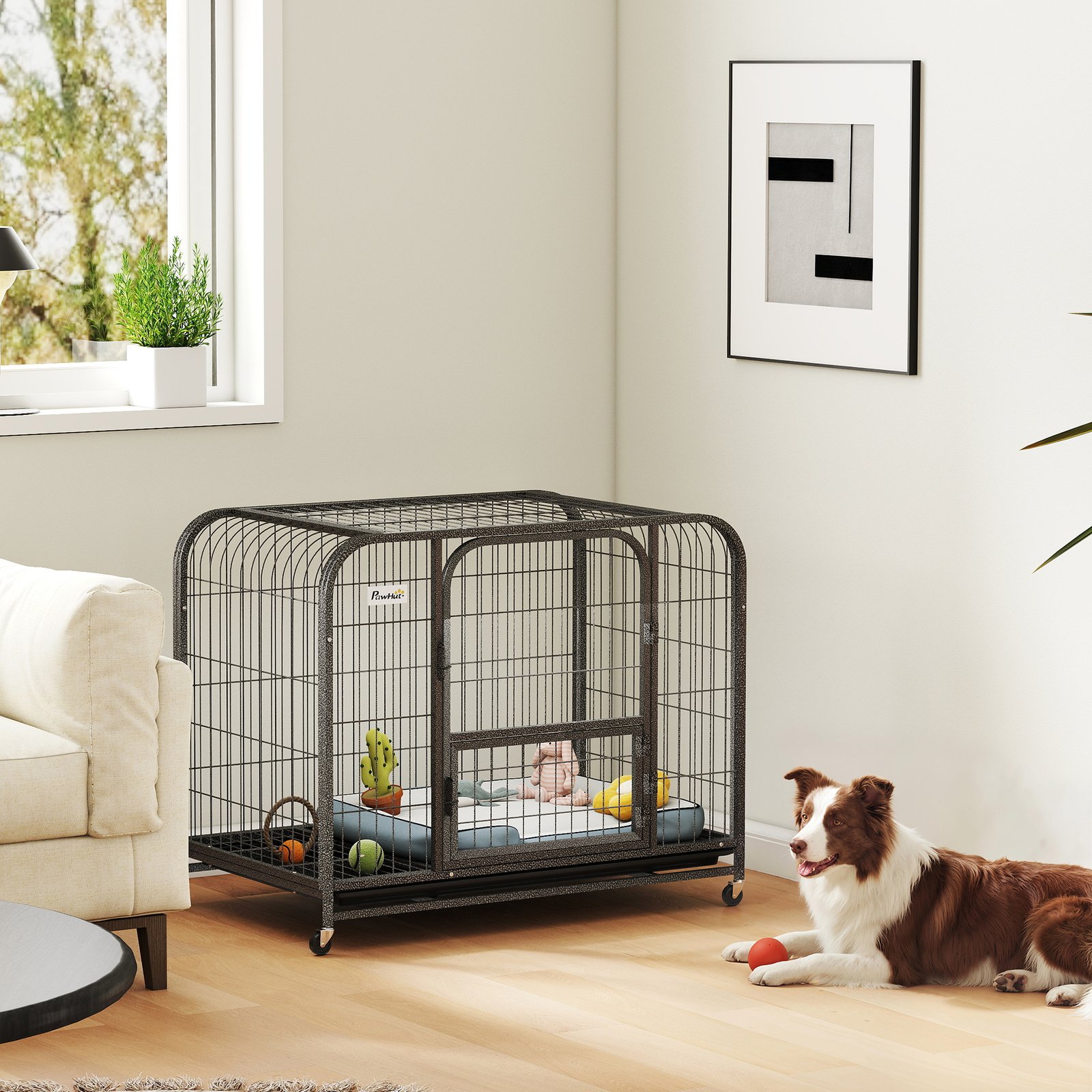 Heavy Duty Dog Crate,93 x 58 x 76 cm, Large Dog Cage for Small to Medium Breeds - Image 9