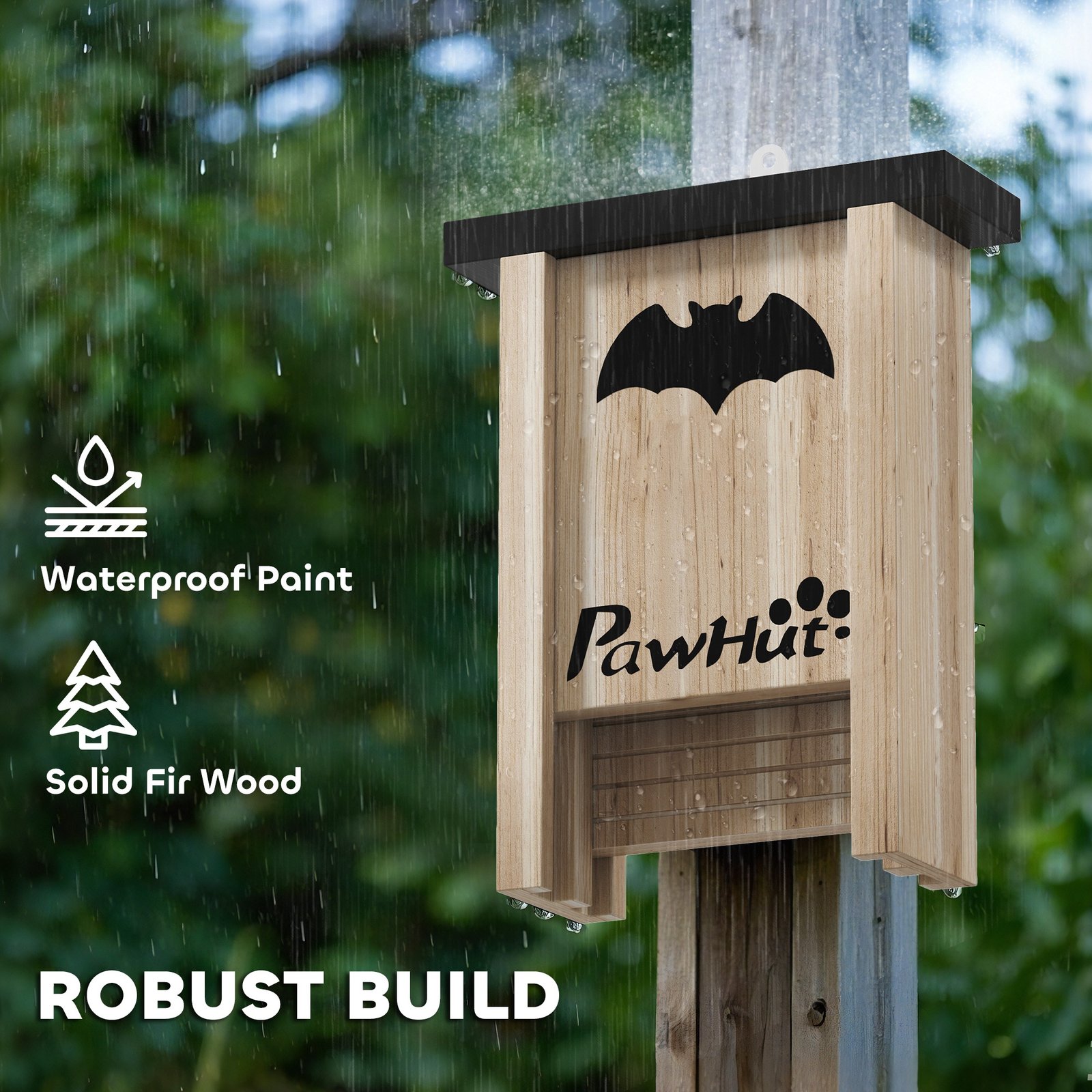 3PCs Wooden Bat Boxes, Bat Houses Designed to Attract Bats & Easy to Hang for Outdoor, Garden, Farm, 18 x 6 x 22.5 cm - Image 5