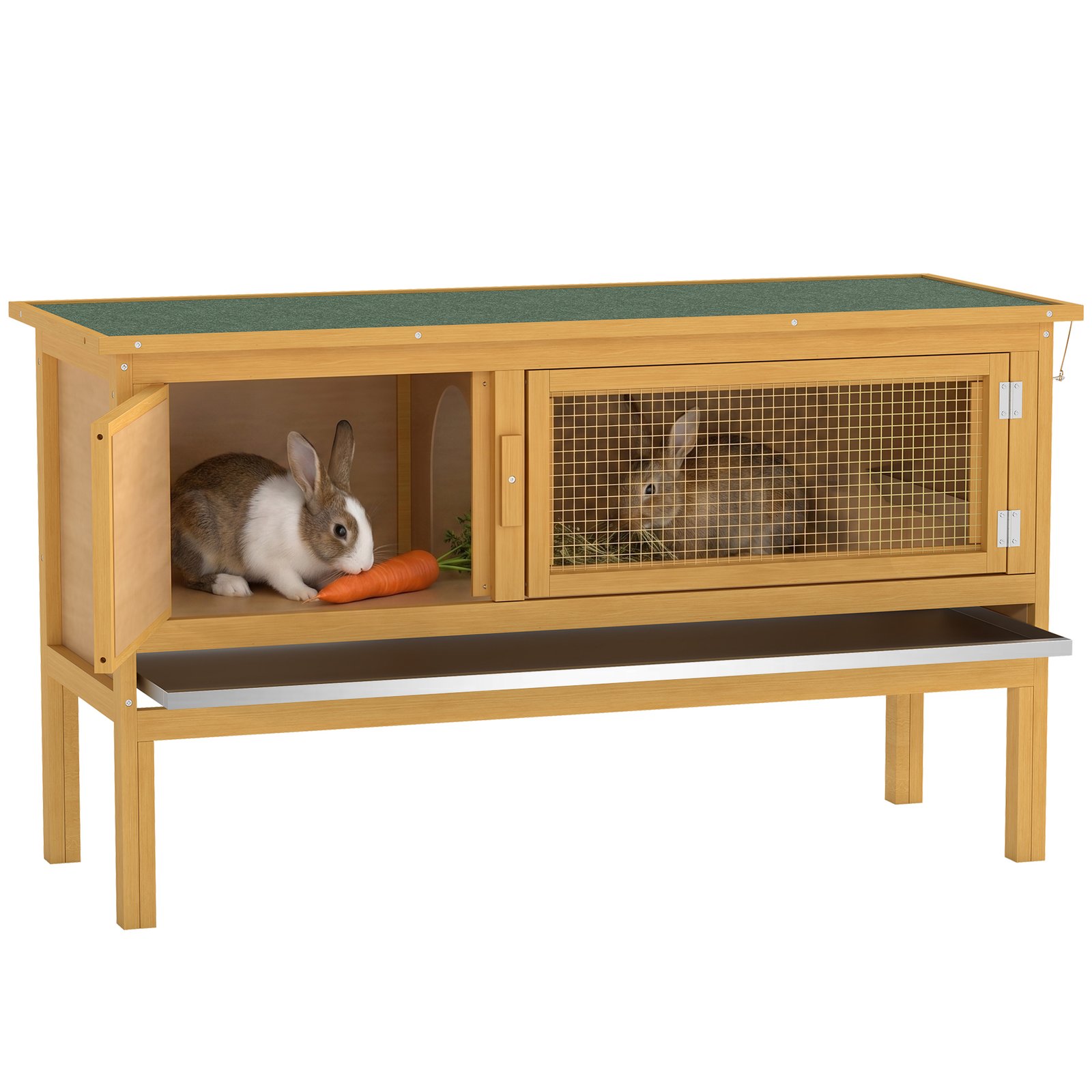 Rabbit Hutch Outdoor Guinea Pig Hutch House Small Animal Bunny Cage w/ Openable Roof, 115 x 44 x 65 cm