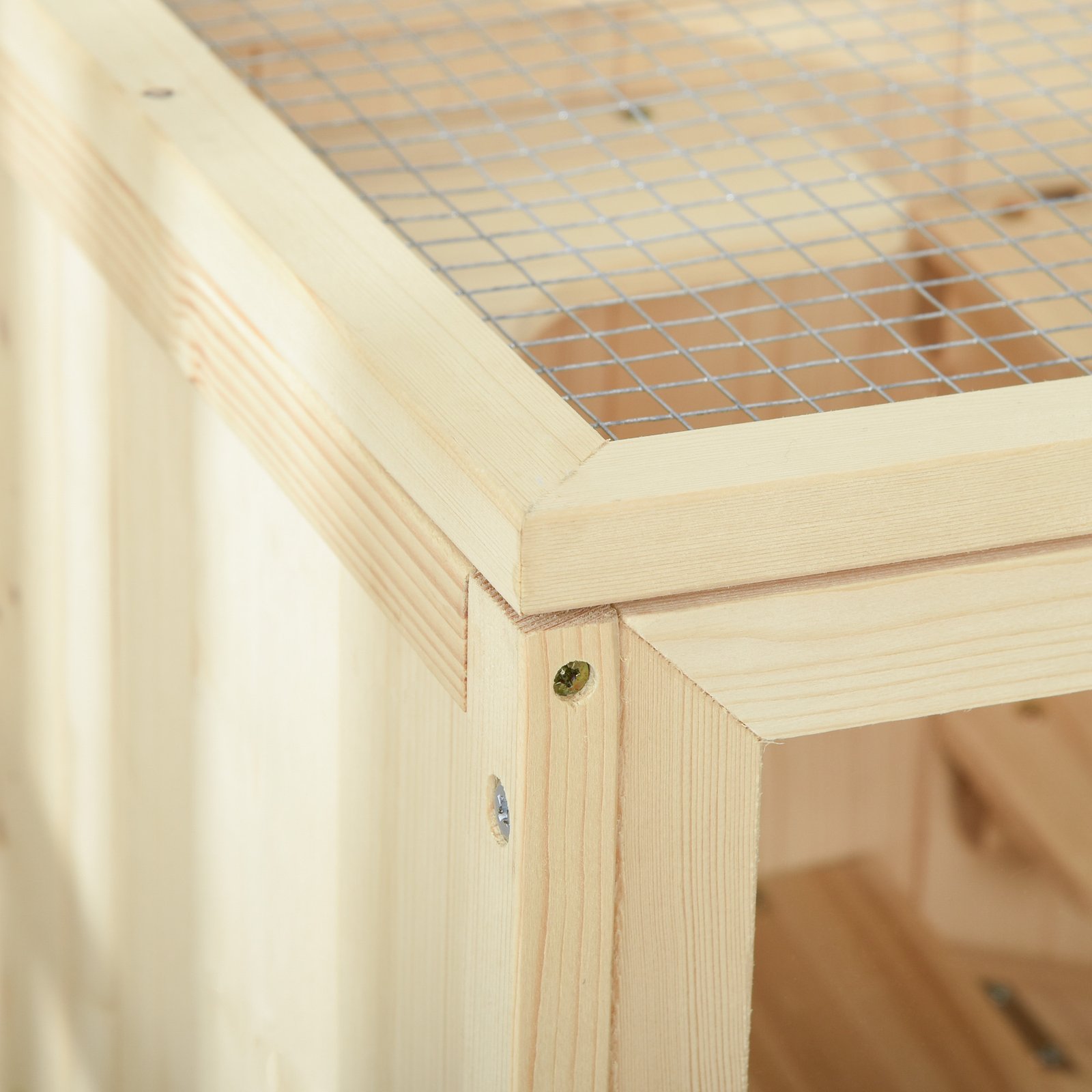 Wooden Hamster Cage with Storage Shelf, Small Animal Exercise Play Enclosure Gerbil Cage with Openable Top, Ramp for Gerbils, Drawf Hamsters, 60 x 40 x 80 cm - Natural