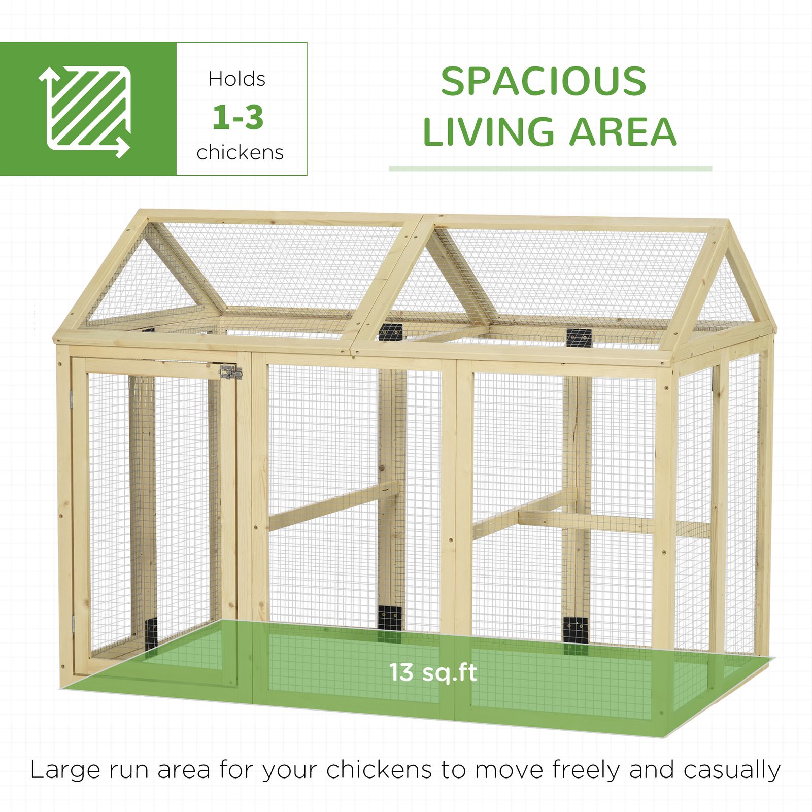 Large Chicken Run, Wooden Chicken coop, with Combinable Design - Natural Wood Finish - Image 4