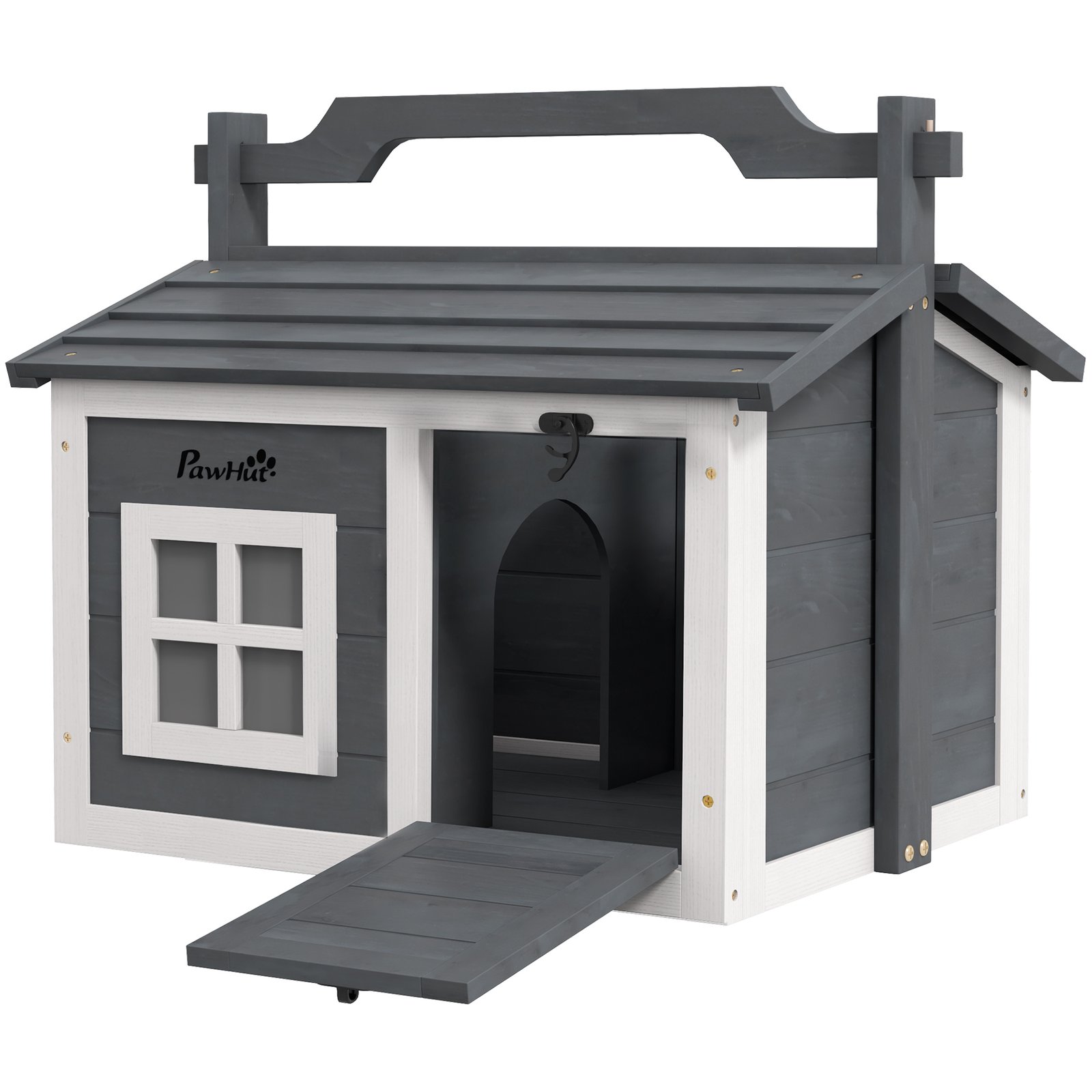 Indoor Rabbit Hutch, Portable Small Animal Cage Outdoor, with Top Handle, Openable Roof - Grey