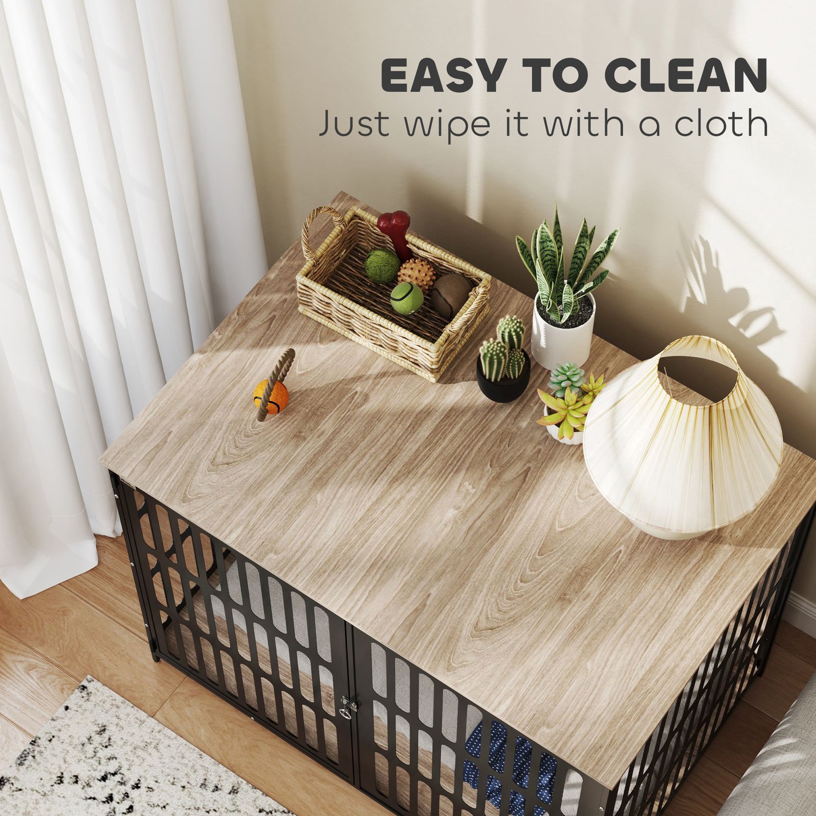 Dog Crate Furniture with Anti-Chew Resistant Mesh, Anti-Escape Single Door, for Extra Large Dogs, 118 x 80 x 92 cm - Image 7