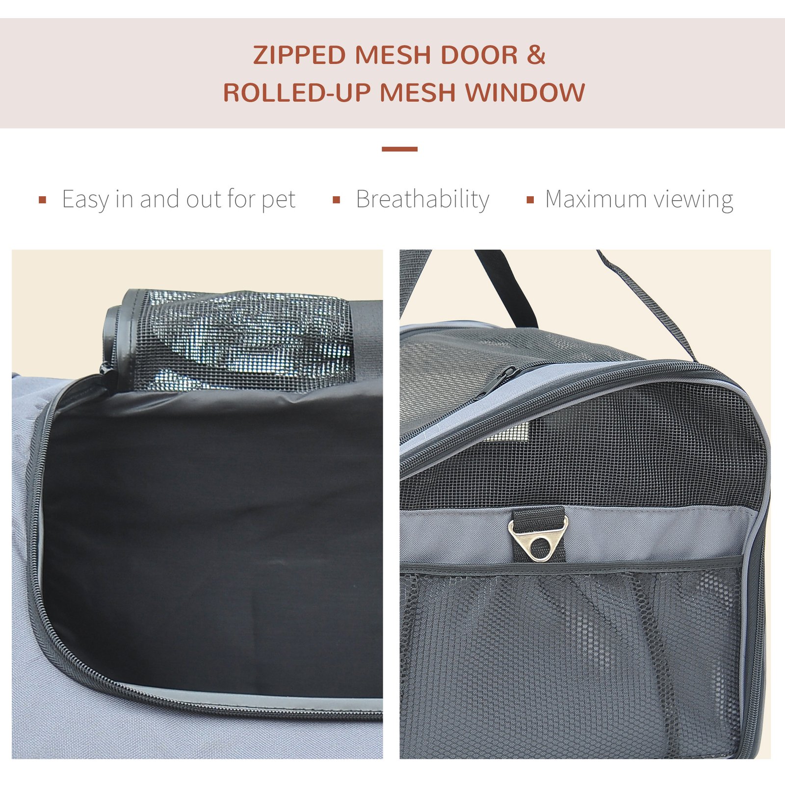 Soft Sided Pet Carrier Foldable Bag Car Seat Cat Dog Puppy Kennel Portable Travel Cage Tote Case Mesh Holder House Grey