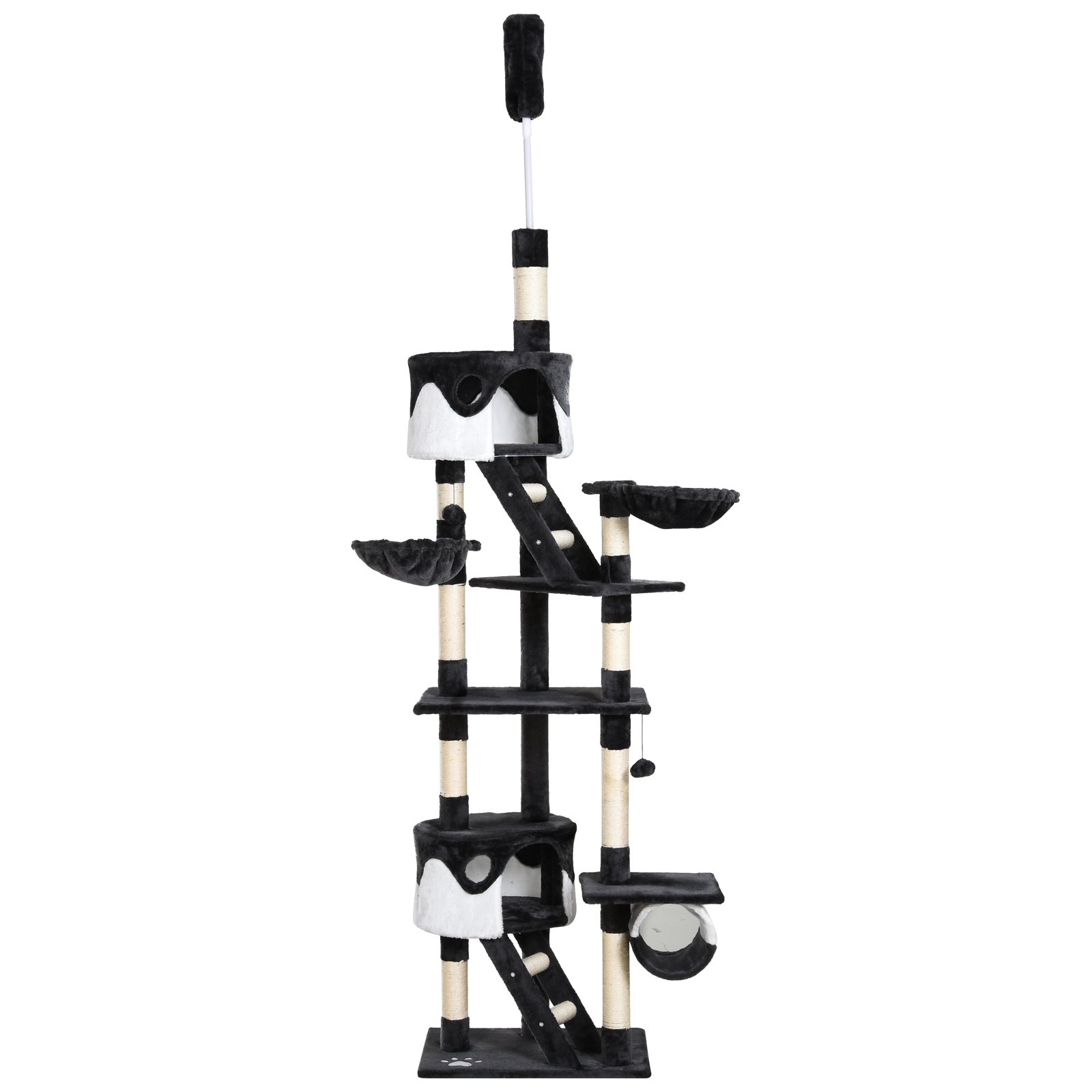 Floor-to-Ceiling Cat Tree for Indoor Cats, 240-260cm Adjustable Cat Tree - White