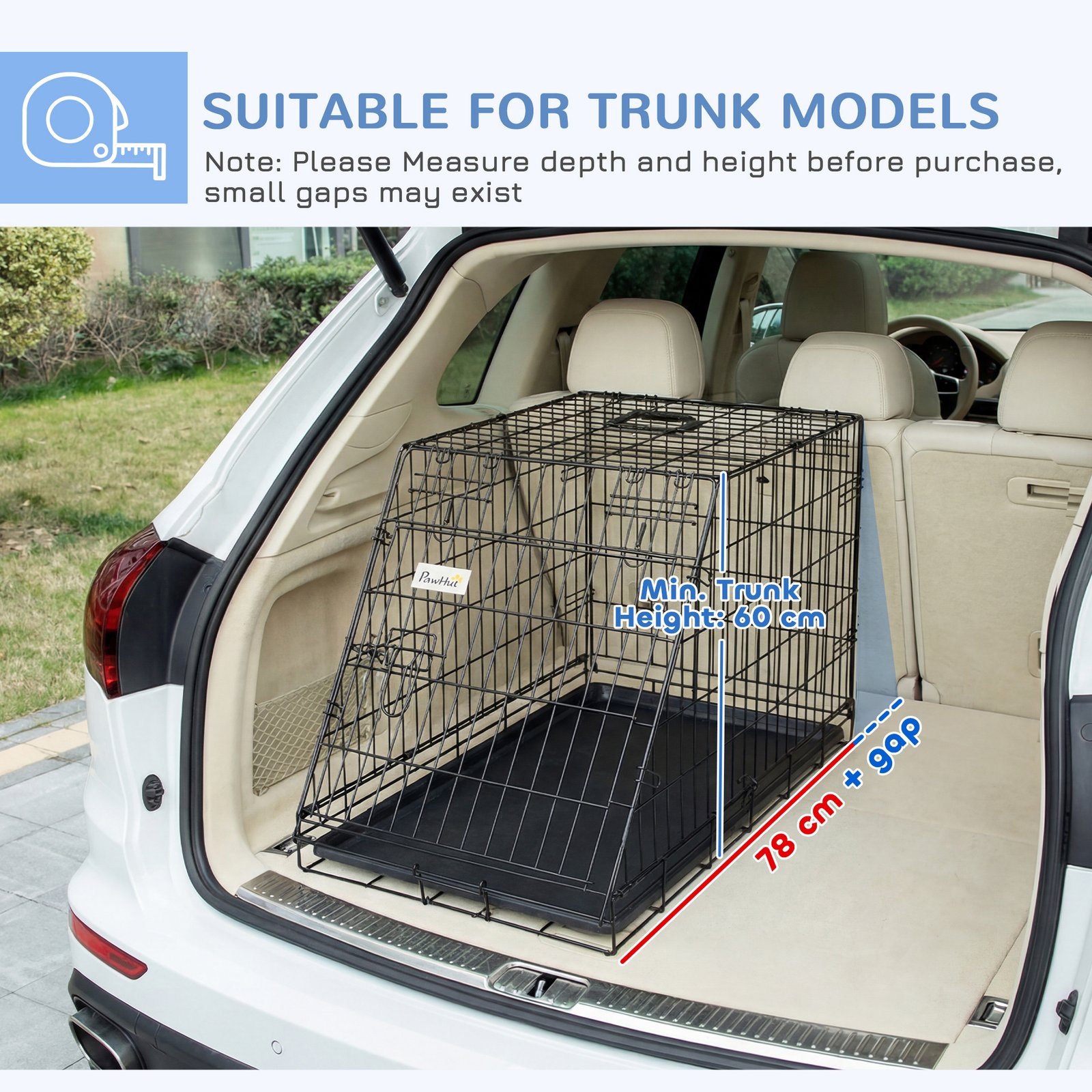 Trapeze Collapsible Dog Pet Travel Box Cage Removable Tray 78 x 47 x 55cm
