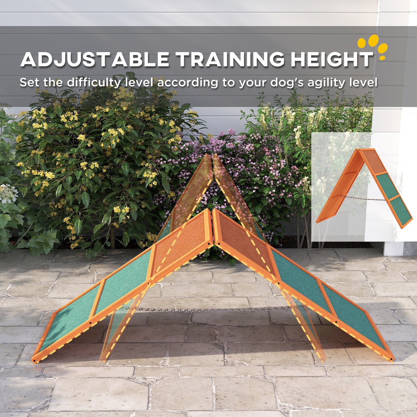 Dog Agility Equipment, Dog Playground Equipment with Non-slip Surface, A-frame, Agility Ramp for All Breeds, Orange